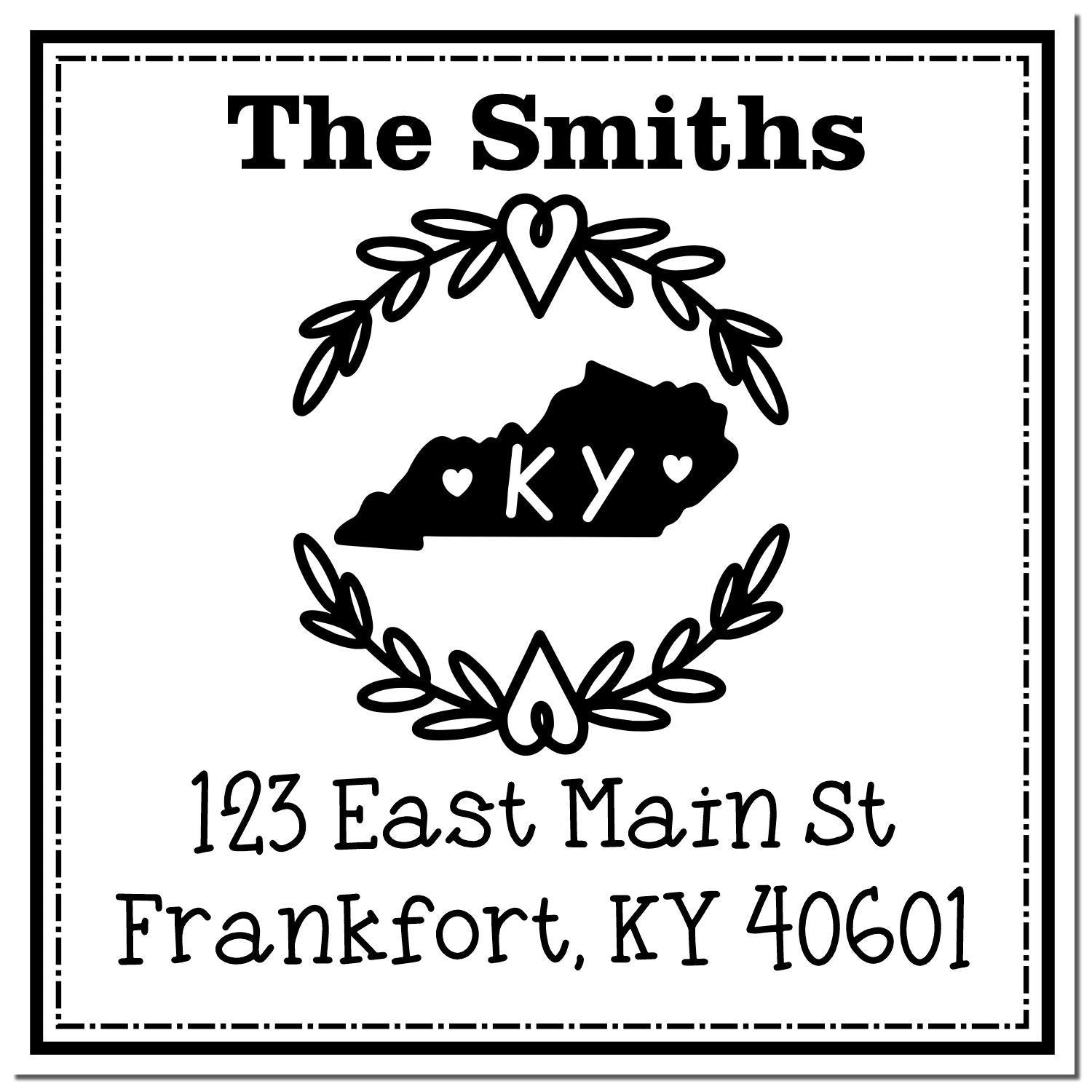 PSI Pre-Inked Kentucky State Wreath Custom-Made Mail Address Rubber Stamp