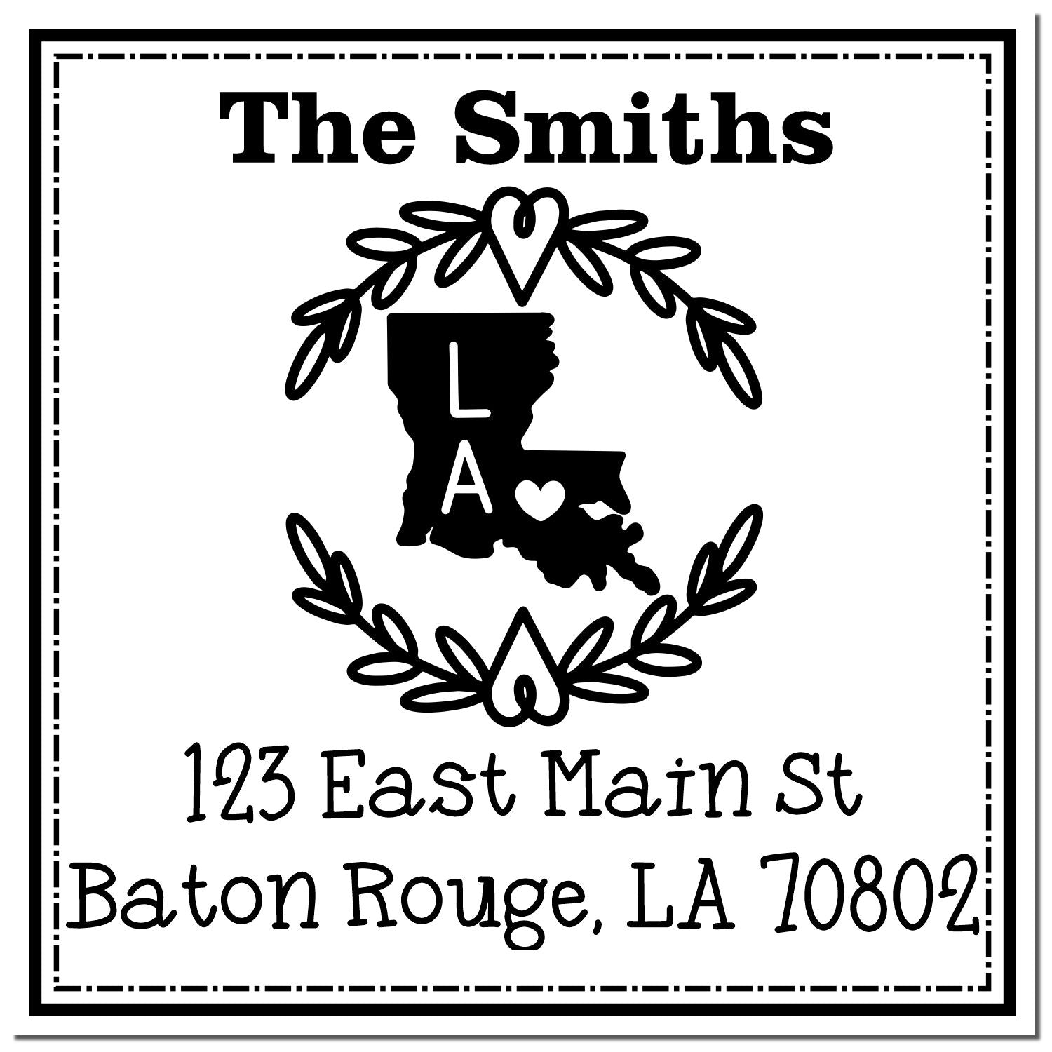 Slim Louisiana State Wreath Custom-Made Address Label Pre-Inked Stamp