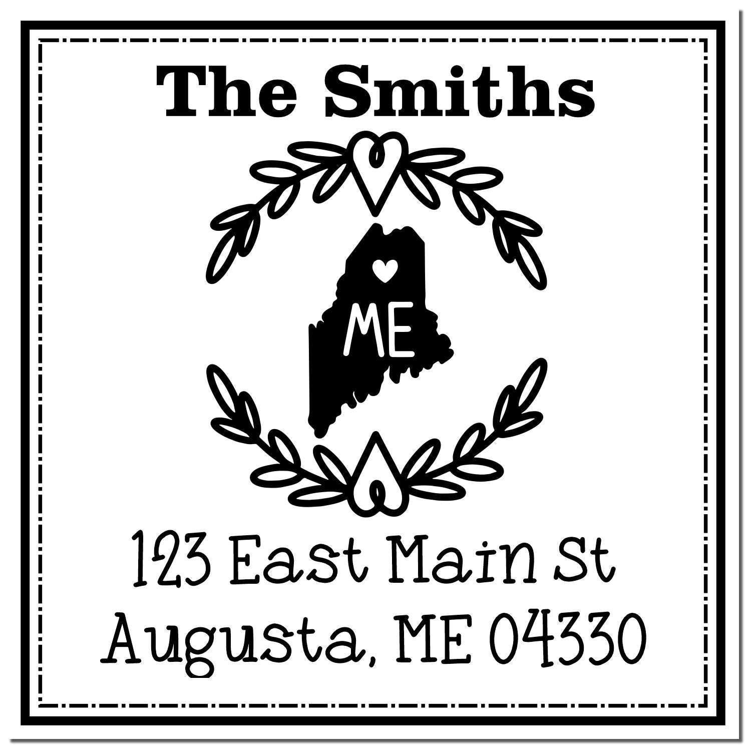 Self-Inking Maine State Wreath Custom-Made Address Return Rubber Stamp