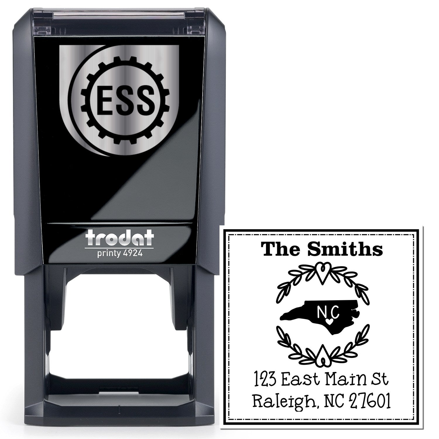 Self-Inking North Carolina State Wreath Custom-Made Address Label Stamper