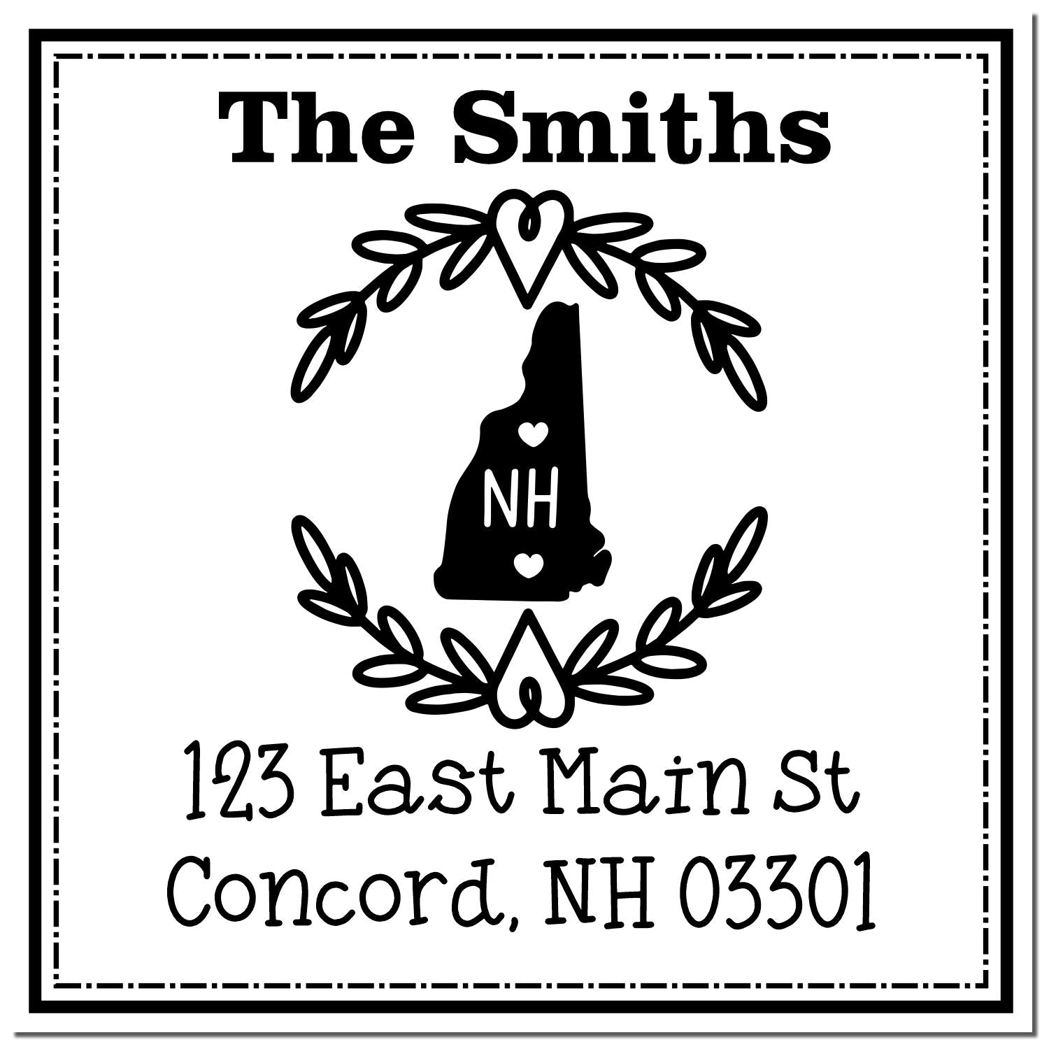 Self-Inking New Hampshire State Wreath Custom-Made Home Address for Envelopes Stamp