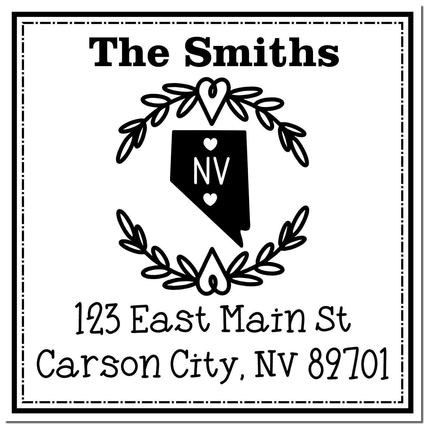 Slim Nevada State Wreath Personalized Mailing Stamp