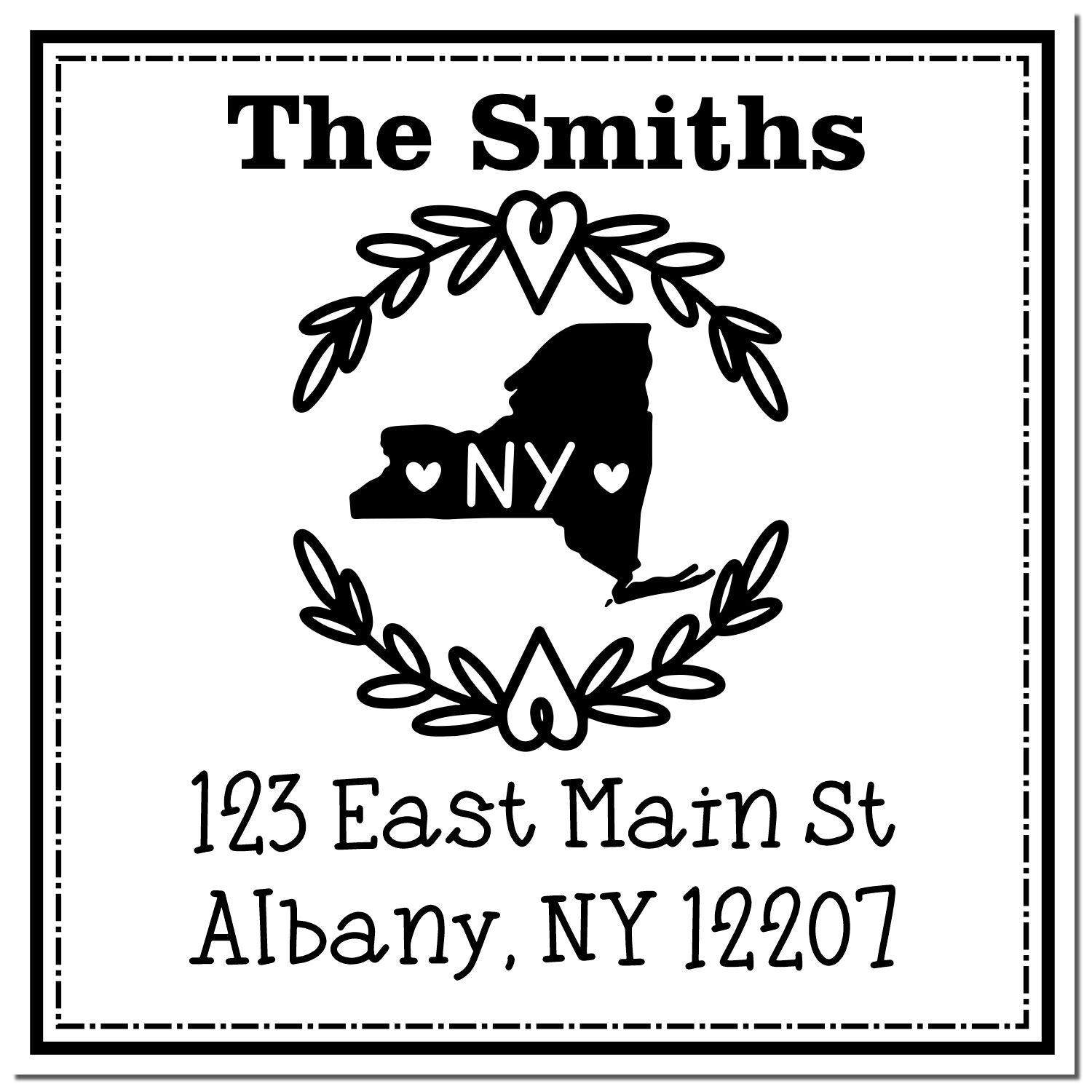 PSI Pre-Inked New York State Wreath Personalized Return Address Rubber Stamp