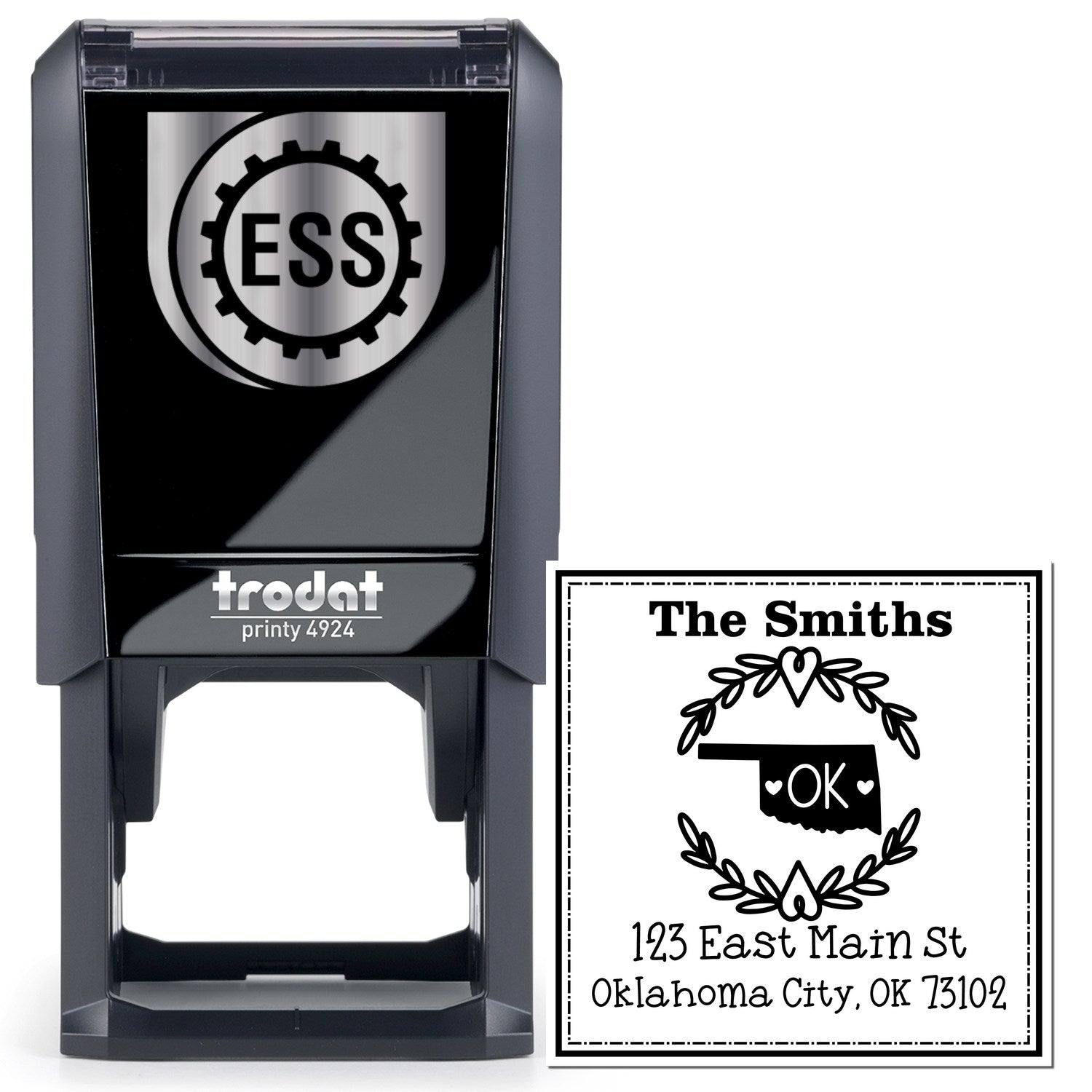 Self-Inking Oklahoma State Wreath Personalized Address Stamper