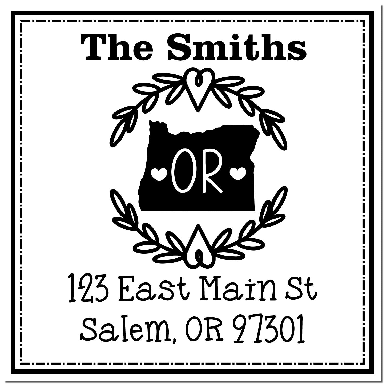 Self-Inking Oregon State Wreath Personalized Address Rubber Stamp