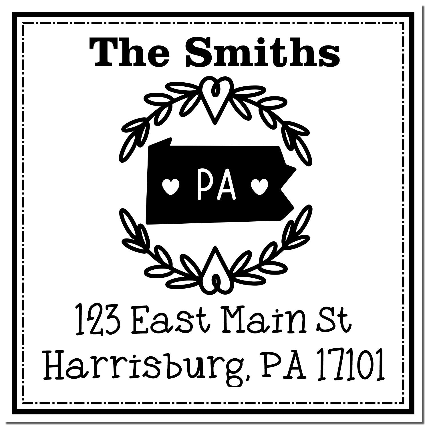 Self-Inking Pennsylvania State Wreath Personalized Return Address Stamp