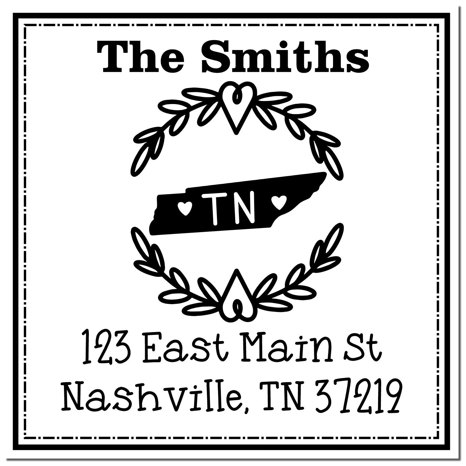 Self-Inking Tennessee State Wreath Personalized Name and Address Stamper