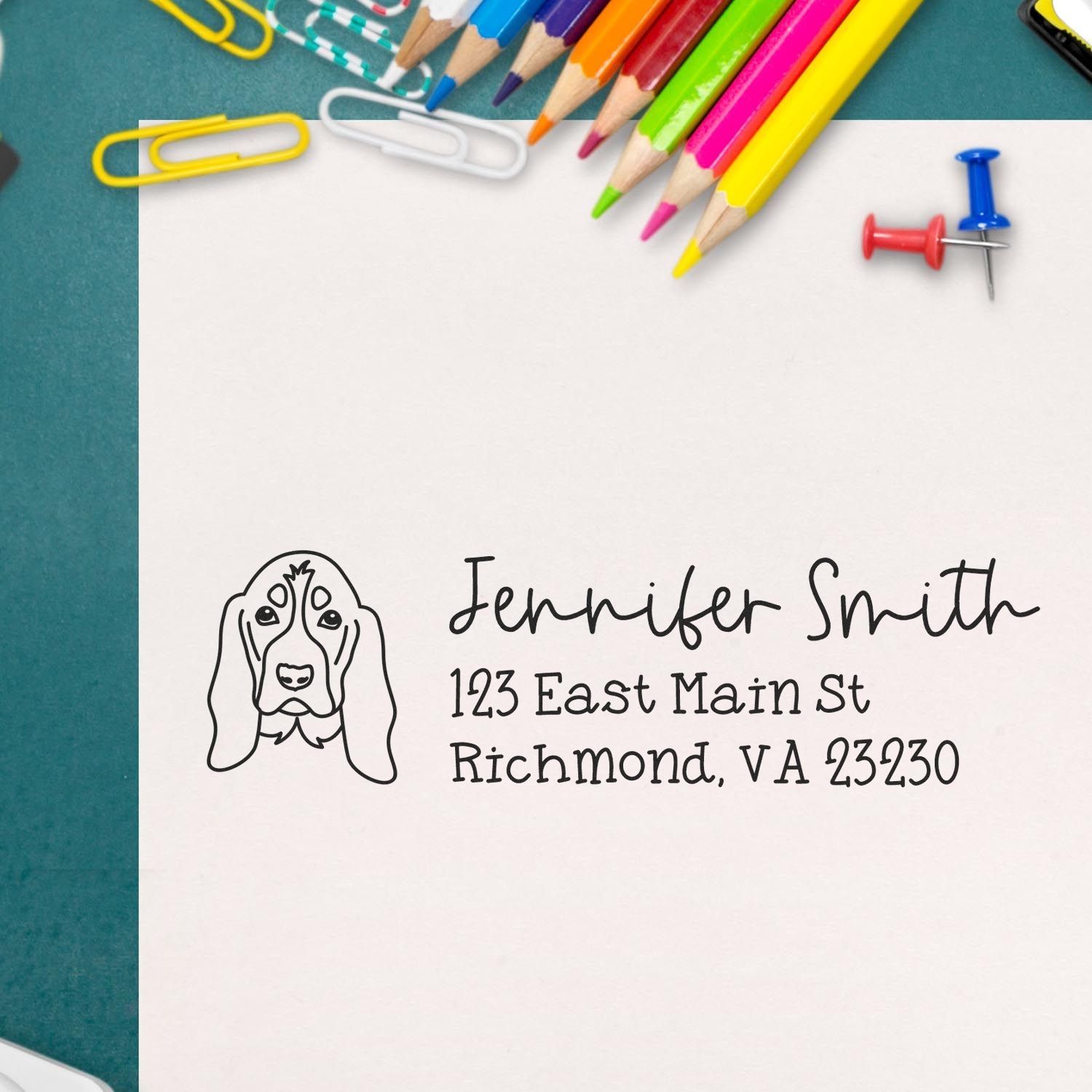 Self-Inking Basset Hound Dog Outline Return Address Stamp Personalized