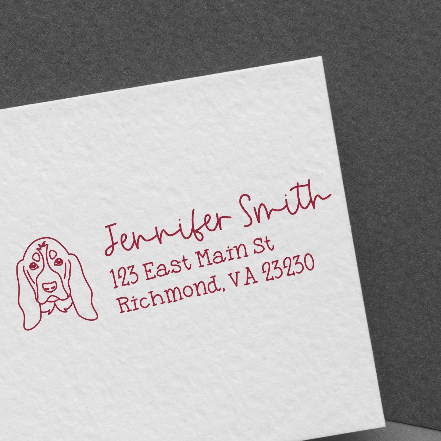 Self-Inking Basset Hound Dog Outline Return Address Stamp Personalized