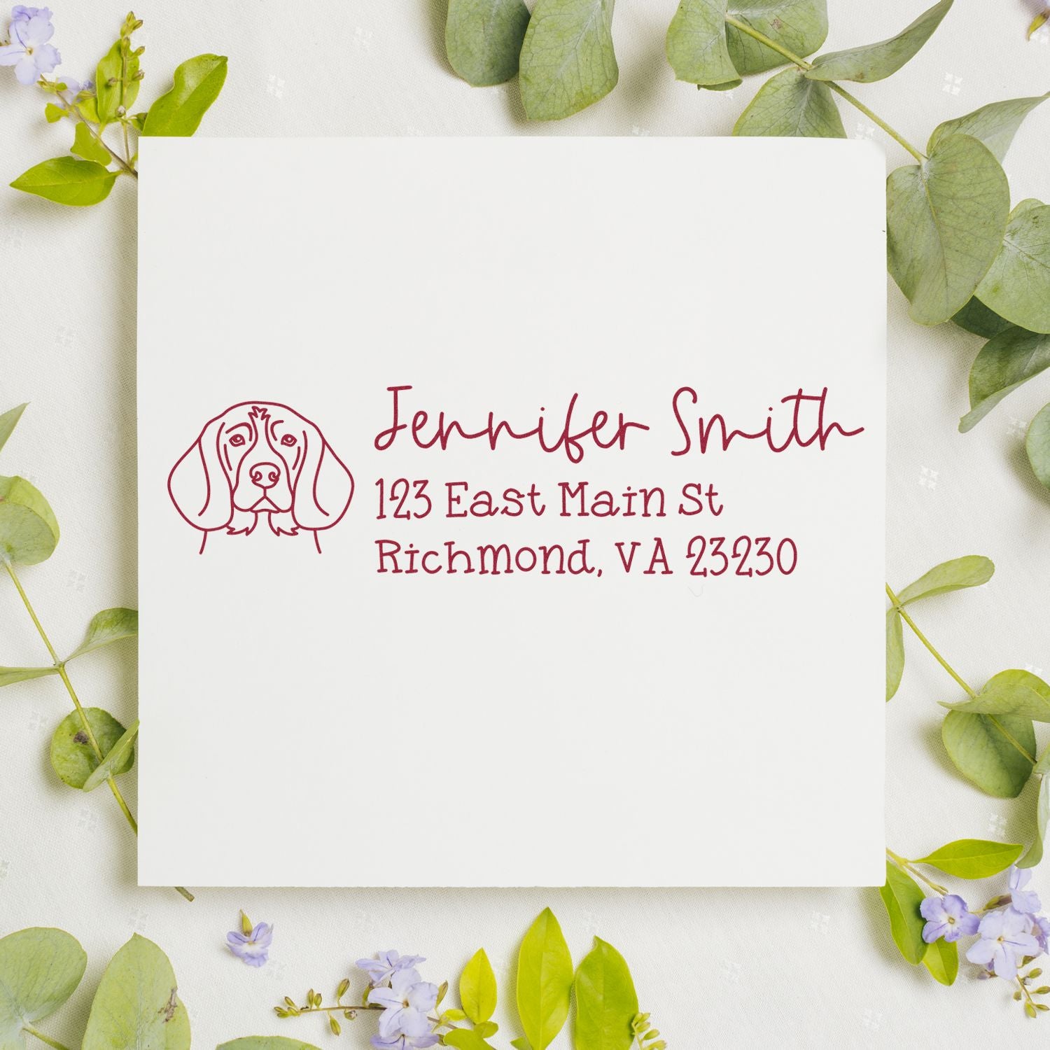 Wood Handle Beagle Dog Address Stamp Custom