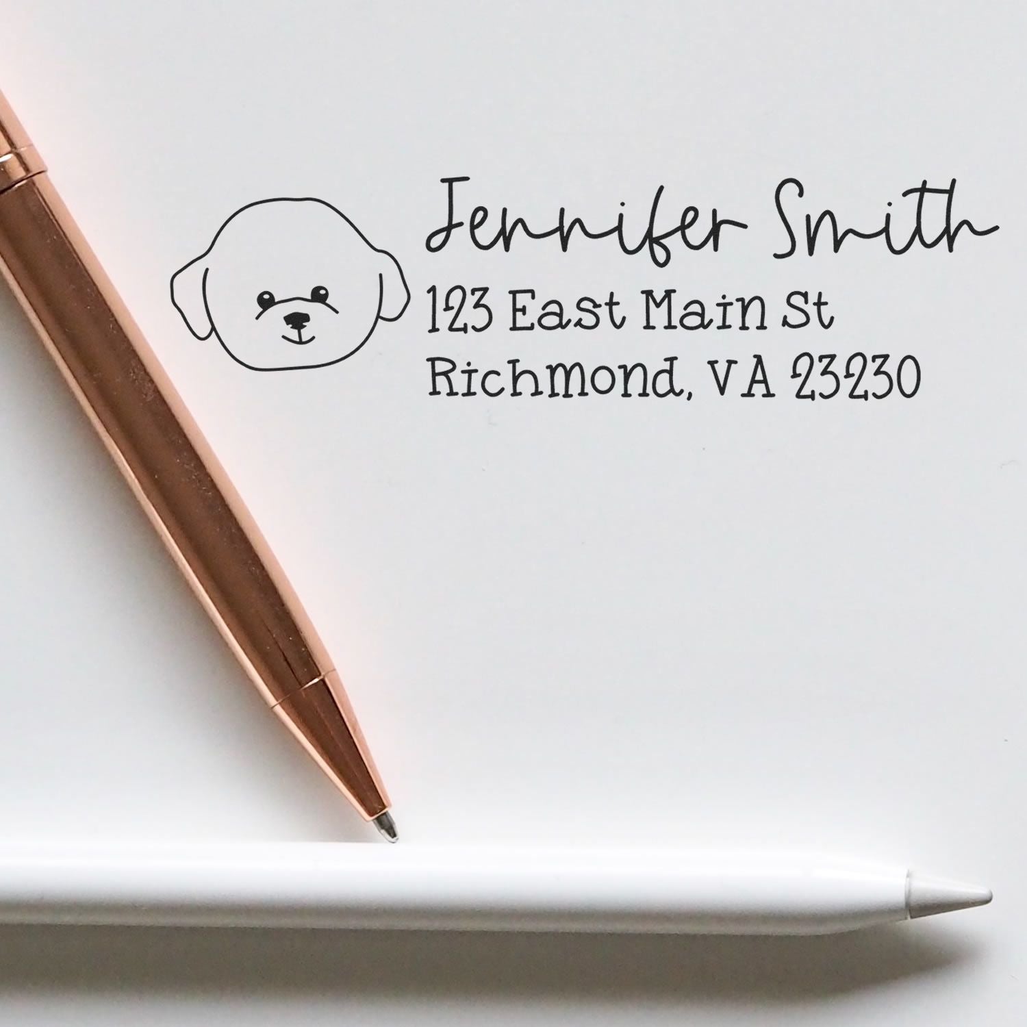 Self-Inking Bichon Dog Outline Return Address Stamp Personalized