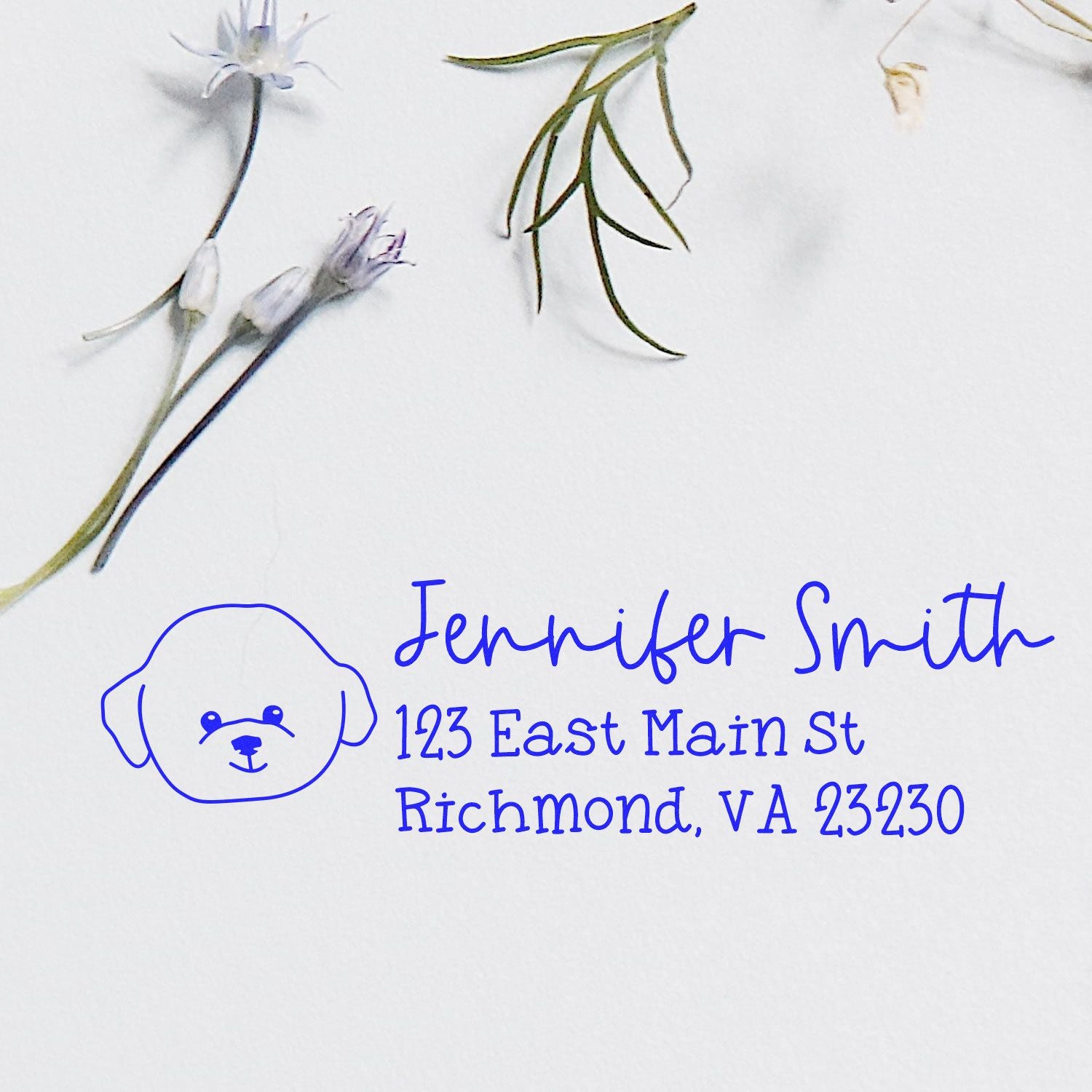 Wood Handle Bichon Dog Address Stamp Custom