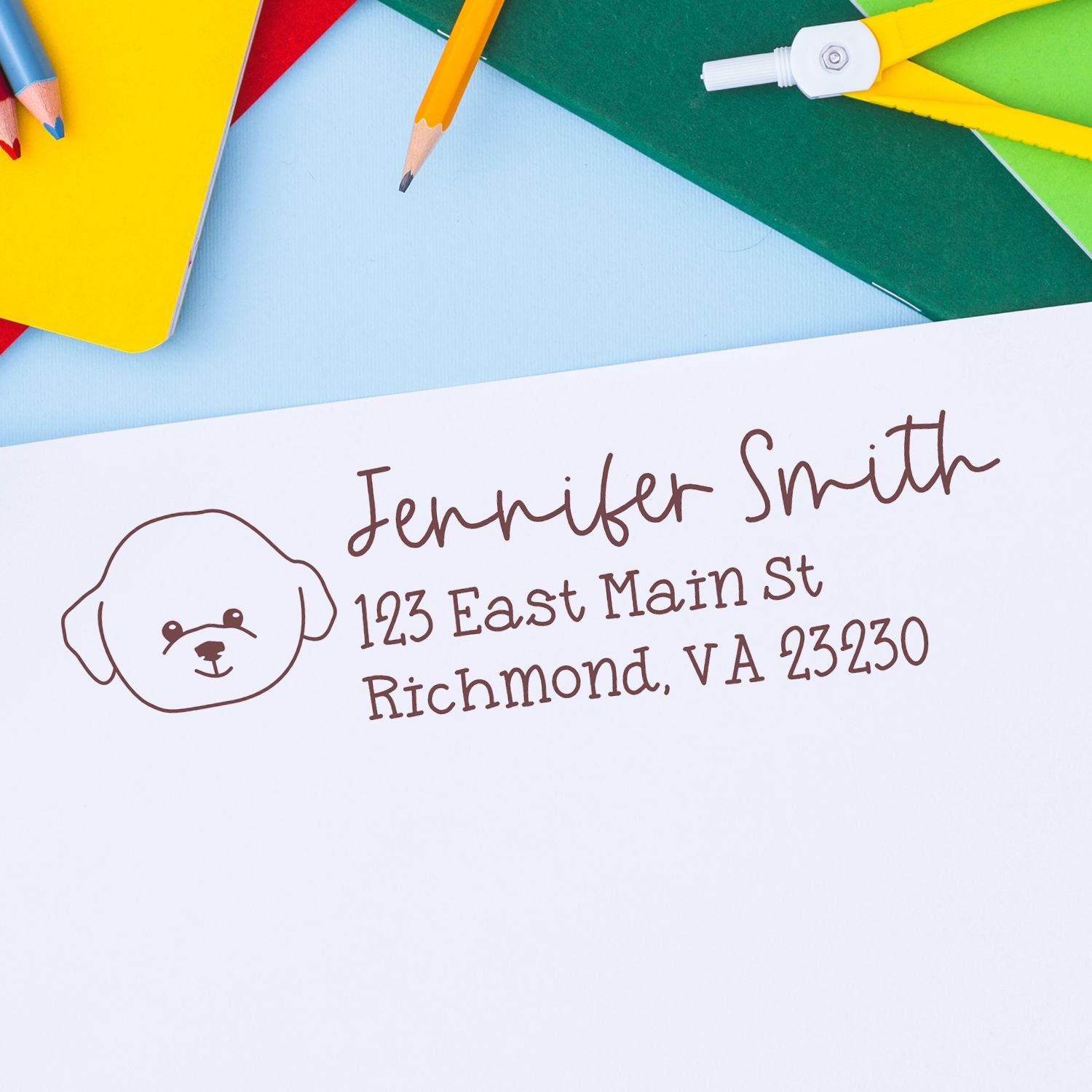 Bichon Dog Address Stamp Pre-Inked