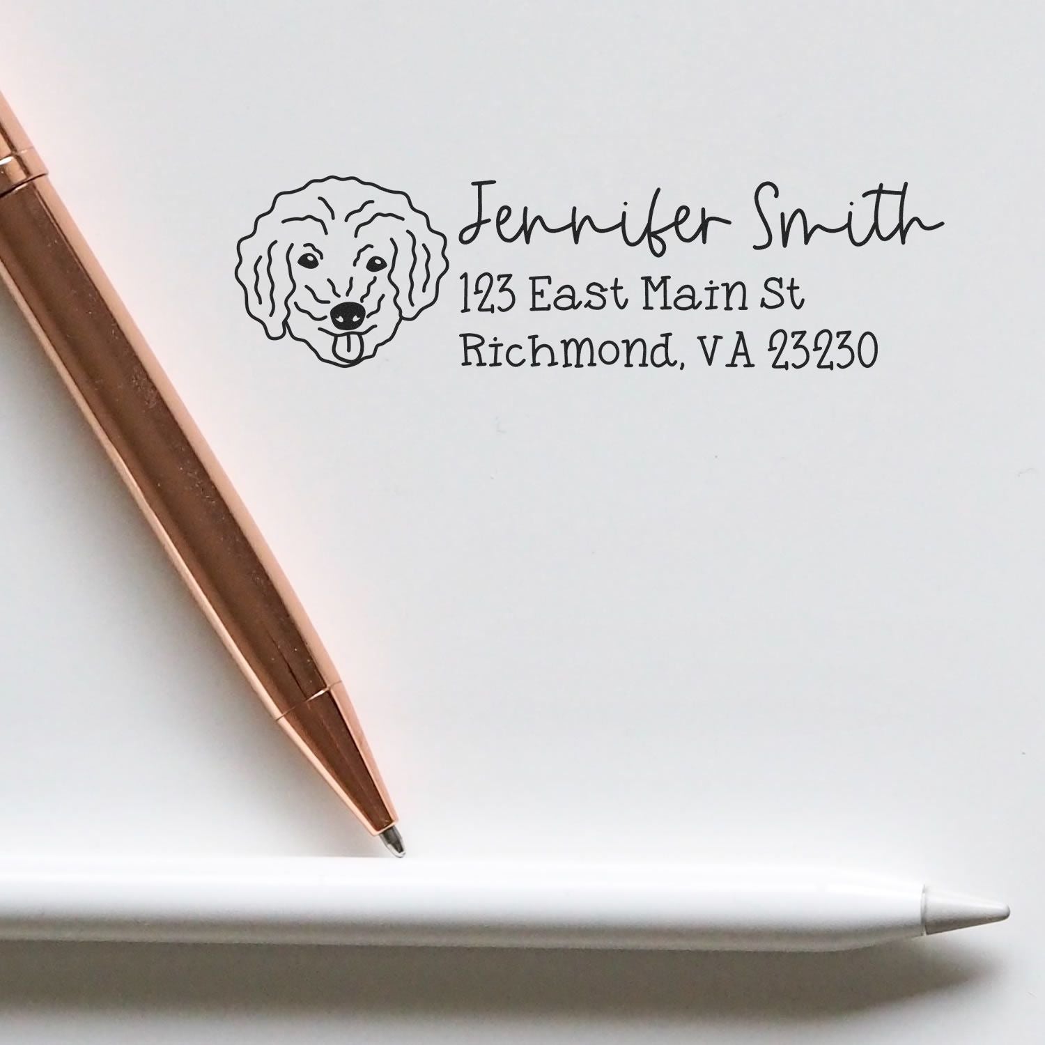 Self-Inking Bichon Poo Dog Outline Return Address Stamp Personalized