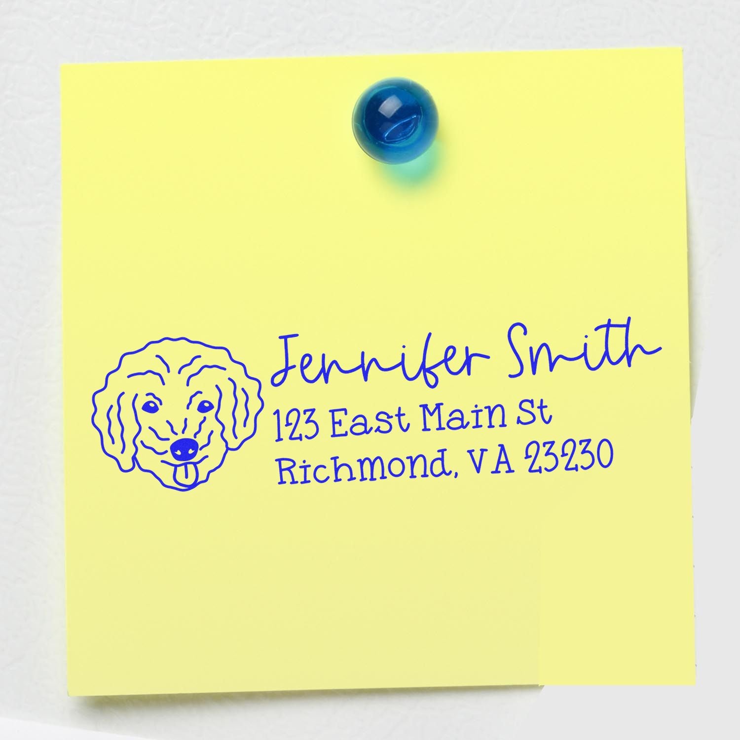 Wood Handle Bichon Poo Dog Address Stamp Custom