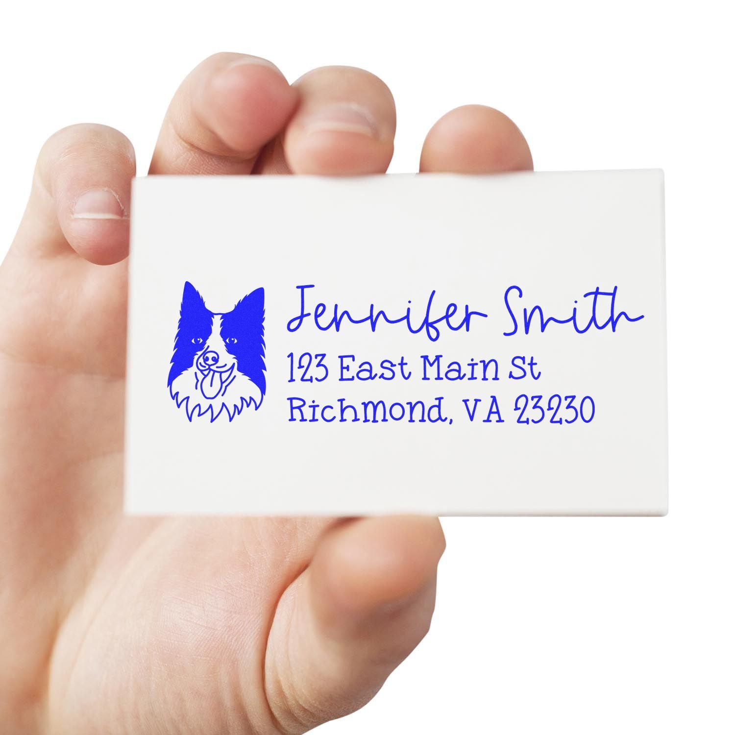 Self-Inking Border Collie Dog Outline Return Address Stamp Personalized