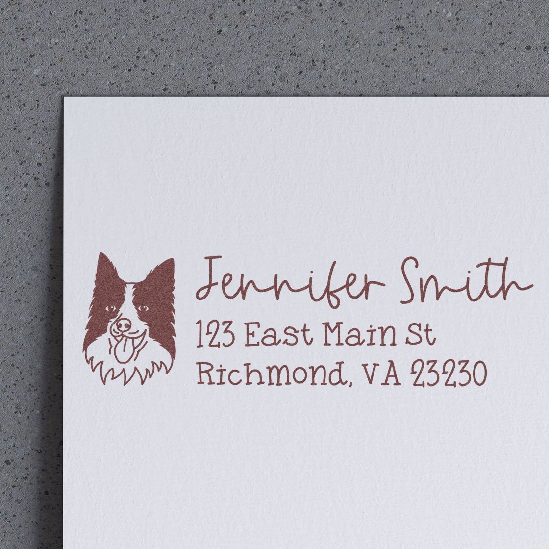 Wood Handle Border Collie Dog Address Stamp Custom