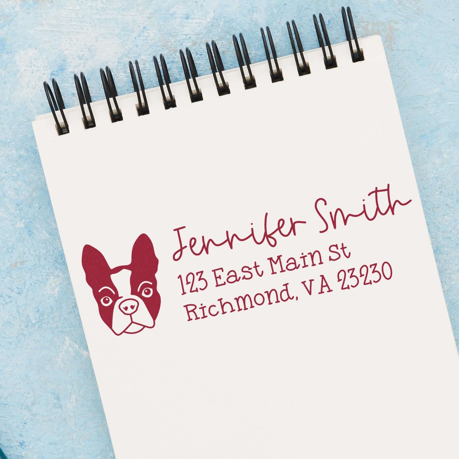 Slim Customized Address Stamp Boston Terrier Dog Outline