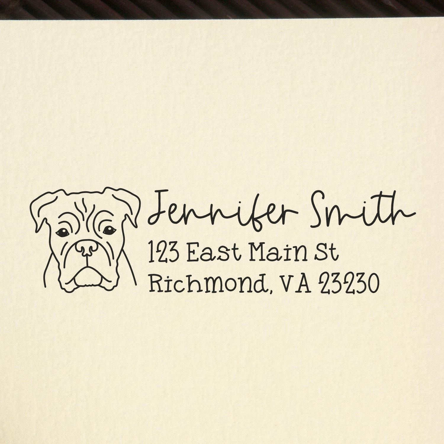 Wood Handle Boxer Dog Address Stamp Custom