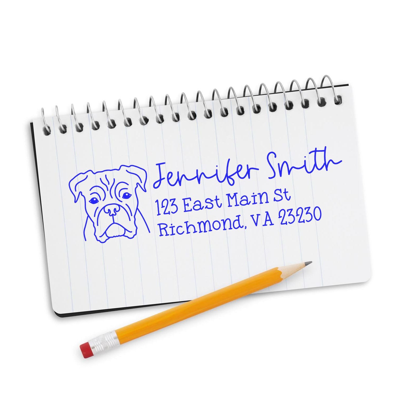 Slim Customized Address Stamp Boxer Dog Outline