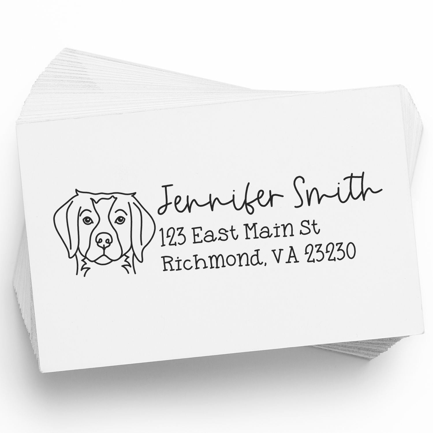 Wood Handle Brittany Spaniel Dog Address Stamp Custom