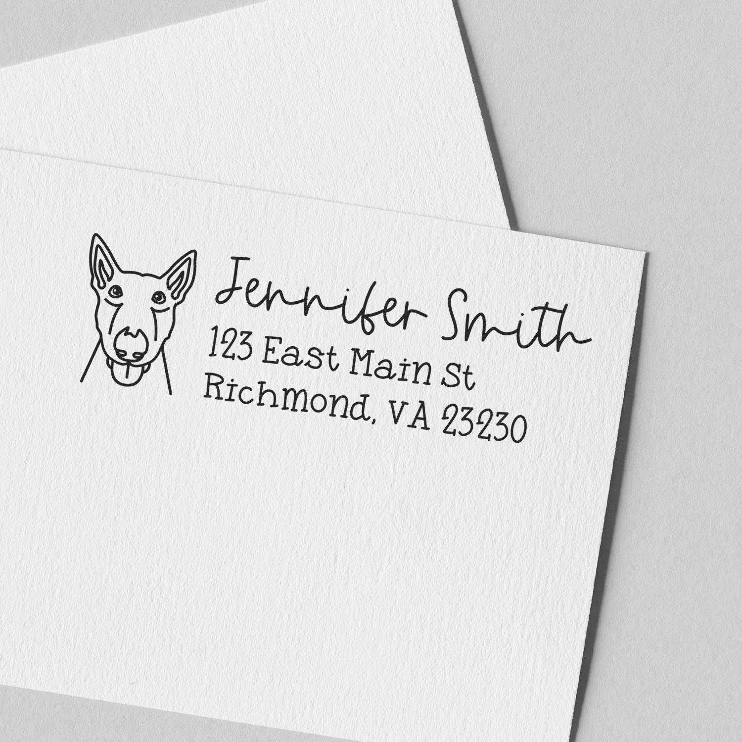 Wood Handle Bull Terrier Dog Address Stamp Custom