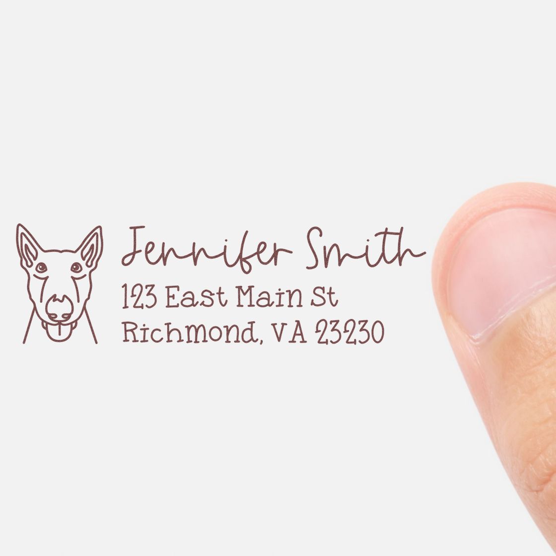 Wood Handle Bull Terrier Dog Address Stamp Custom