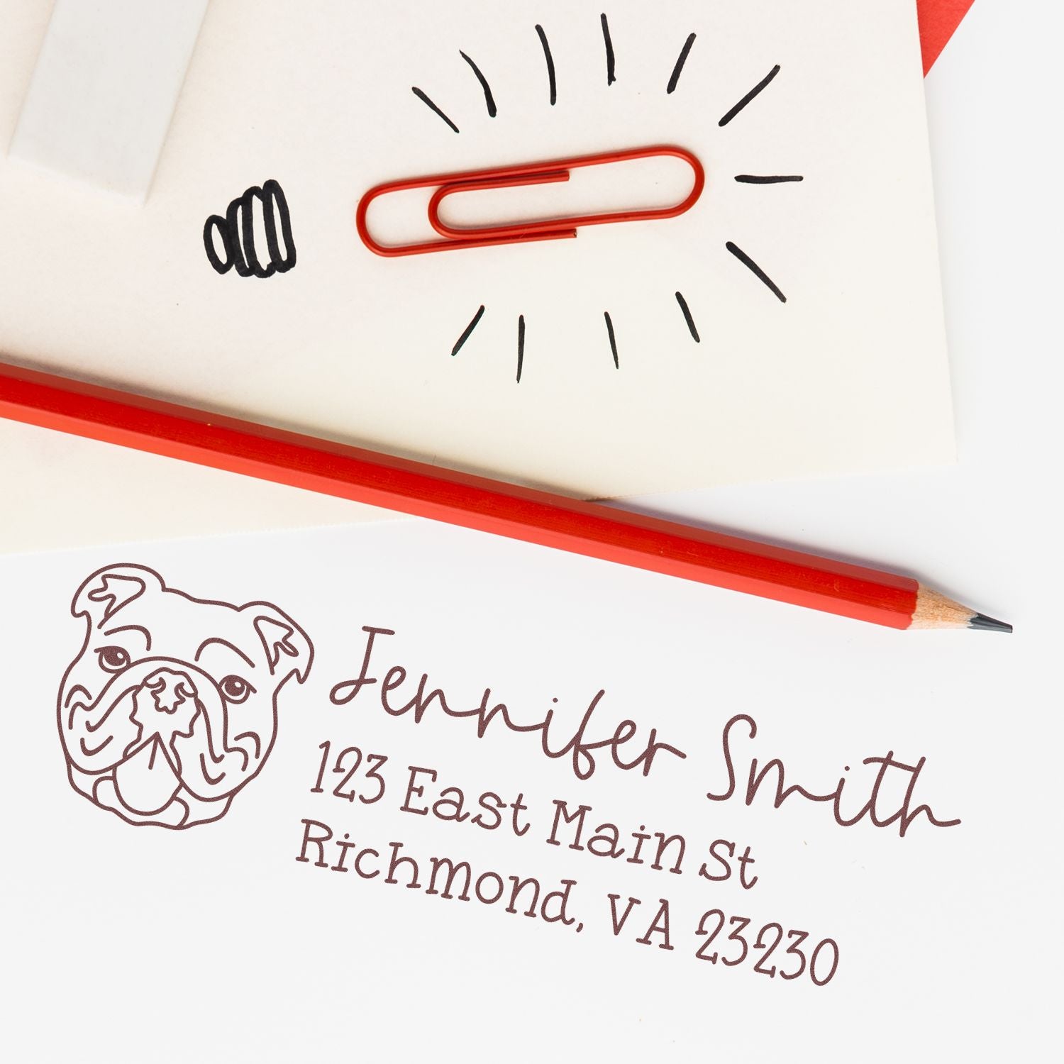 Self-Inking Bulldog Dog Outline Return Address Stamp Personalized