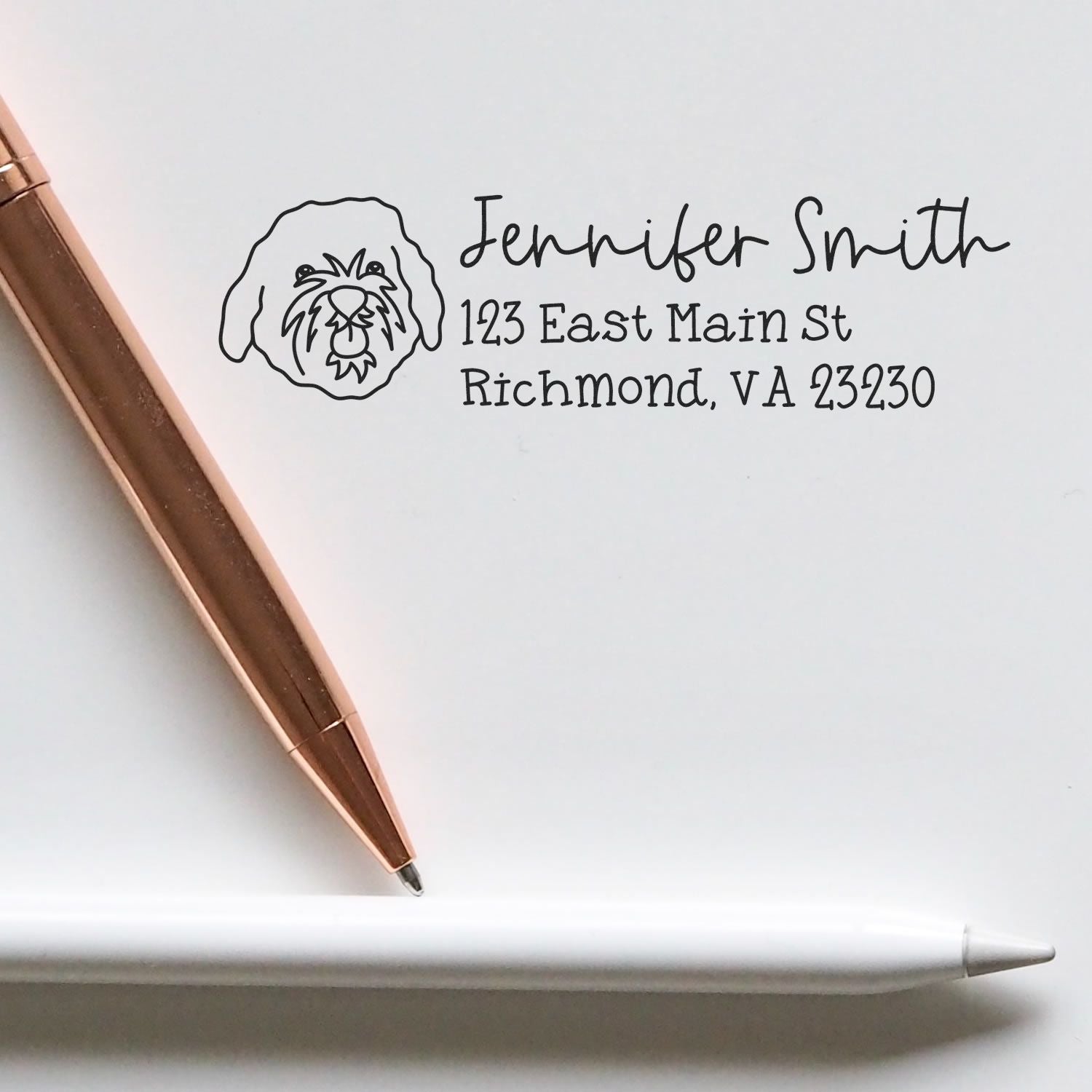 Wood Handle Cavapoo Dog Address Stamp Custom