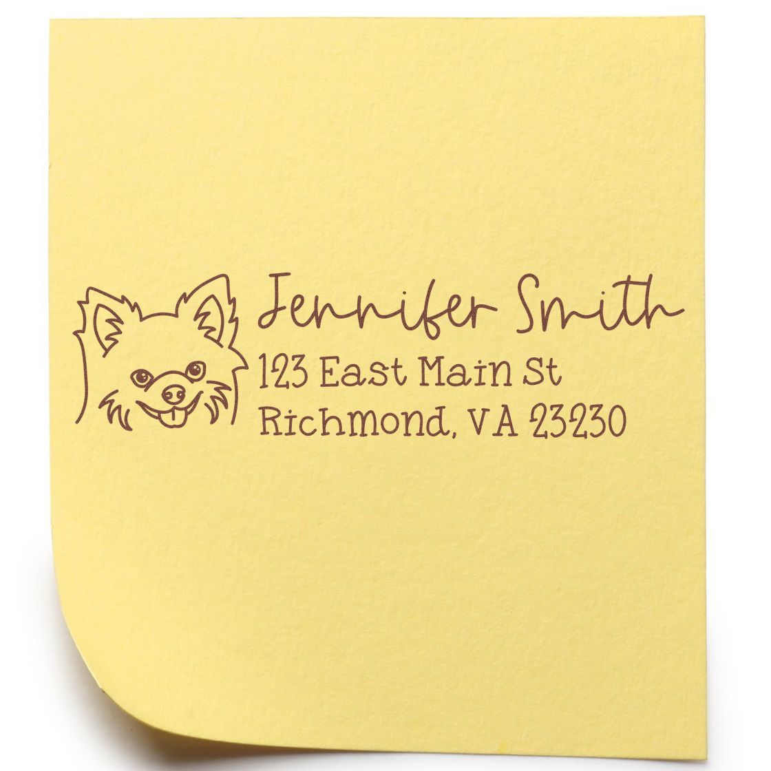 Wood Handle Chihuahua Dog Address Stamp Custom