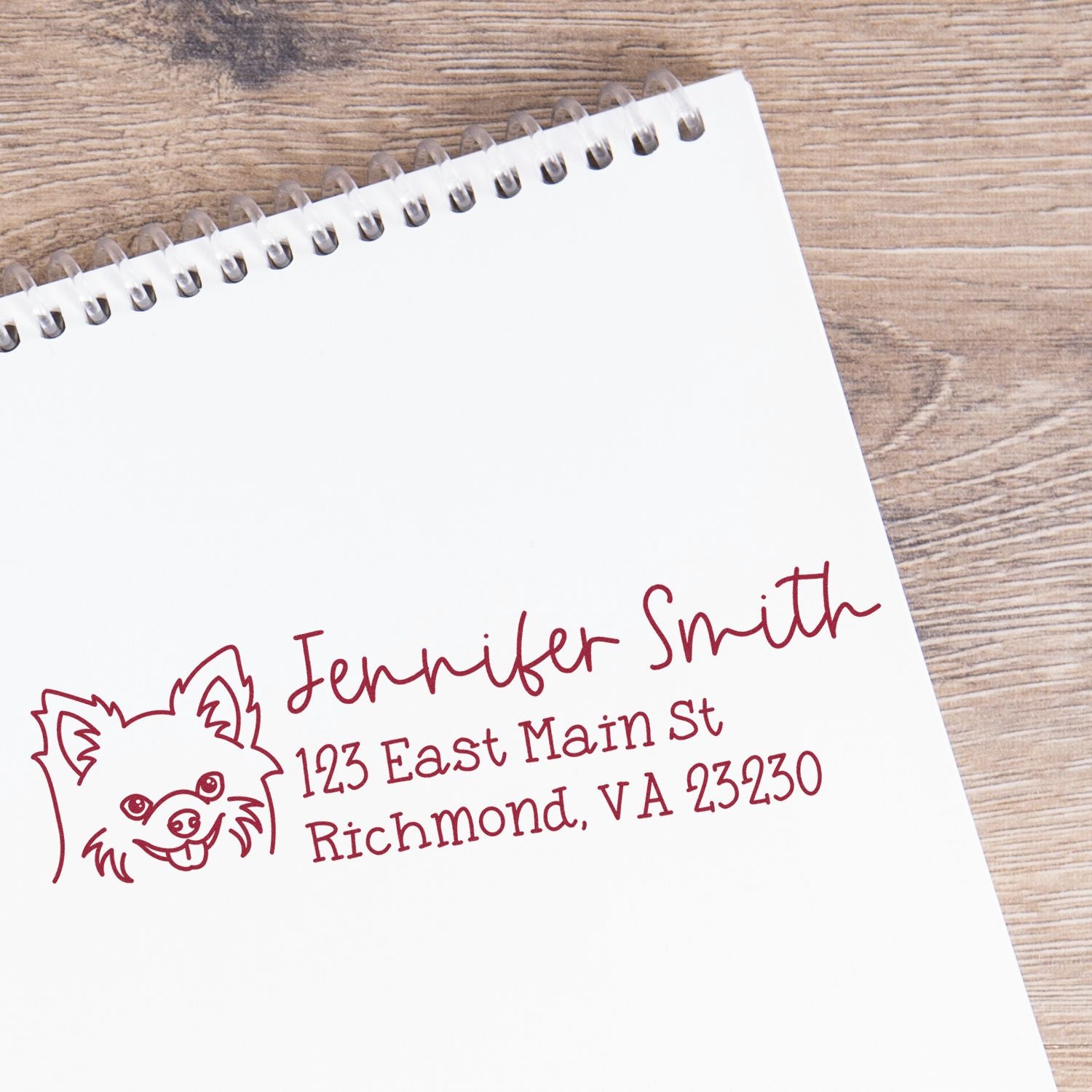 Wood Handle Chihuahua Dog Address Stamp Custom