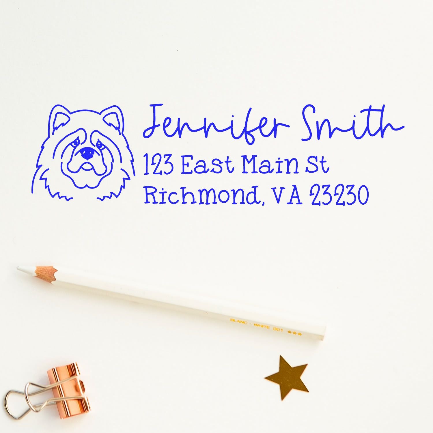 Slim Customized Address Stamp Chow Dog Outline