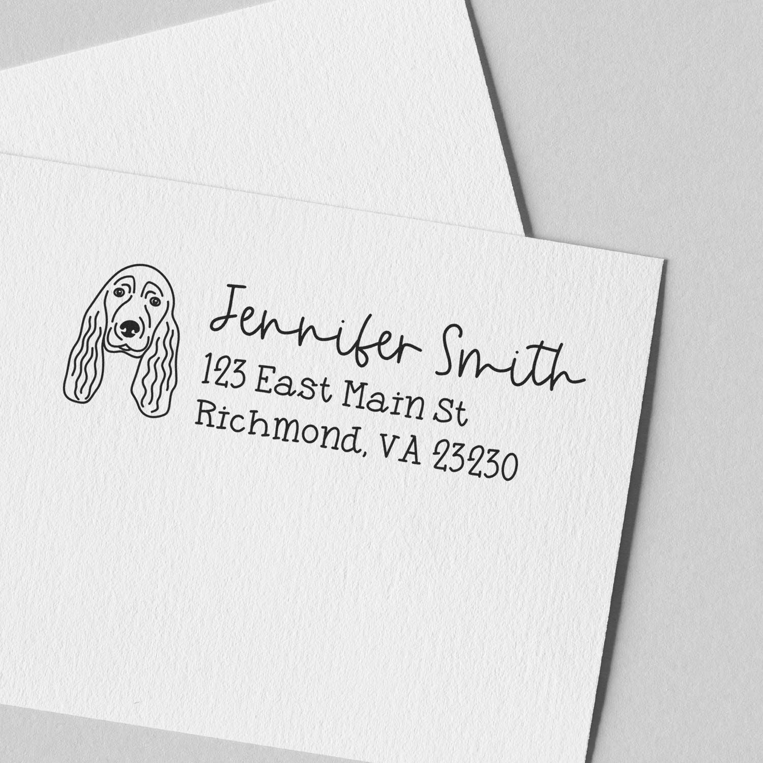 Wood Handle Cocker Spaniel Dog Address Stamp Custom