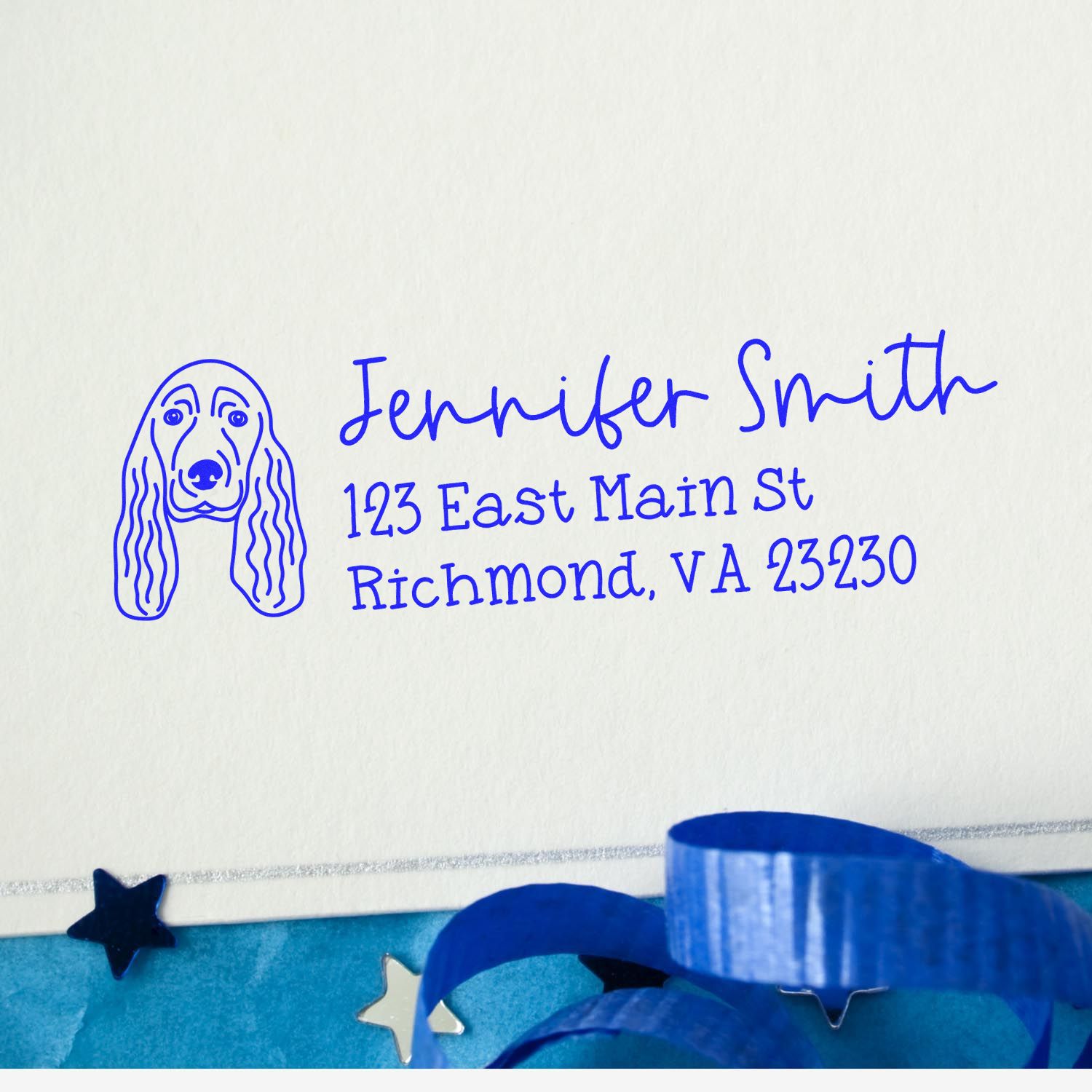 Slim Customized Address Stamp Cocker Spaniel Dog Outline