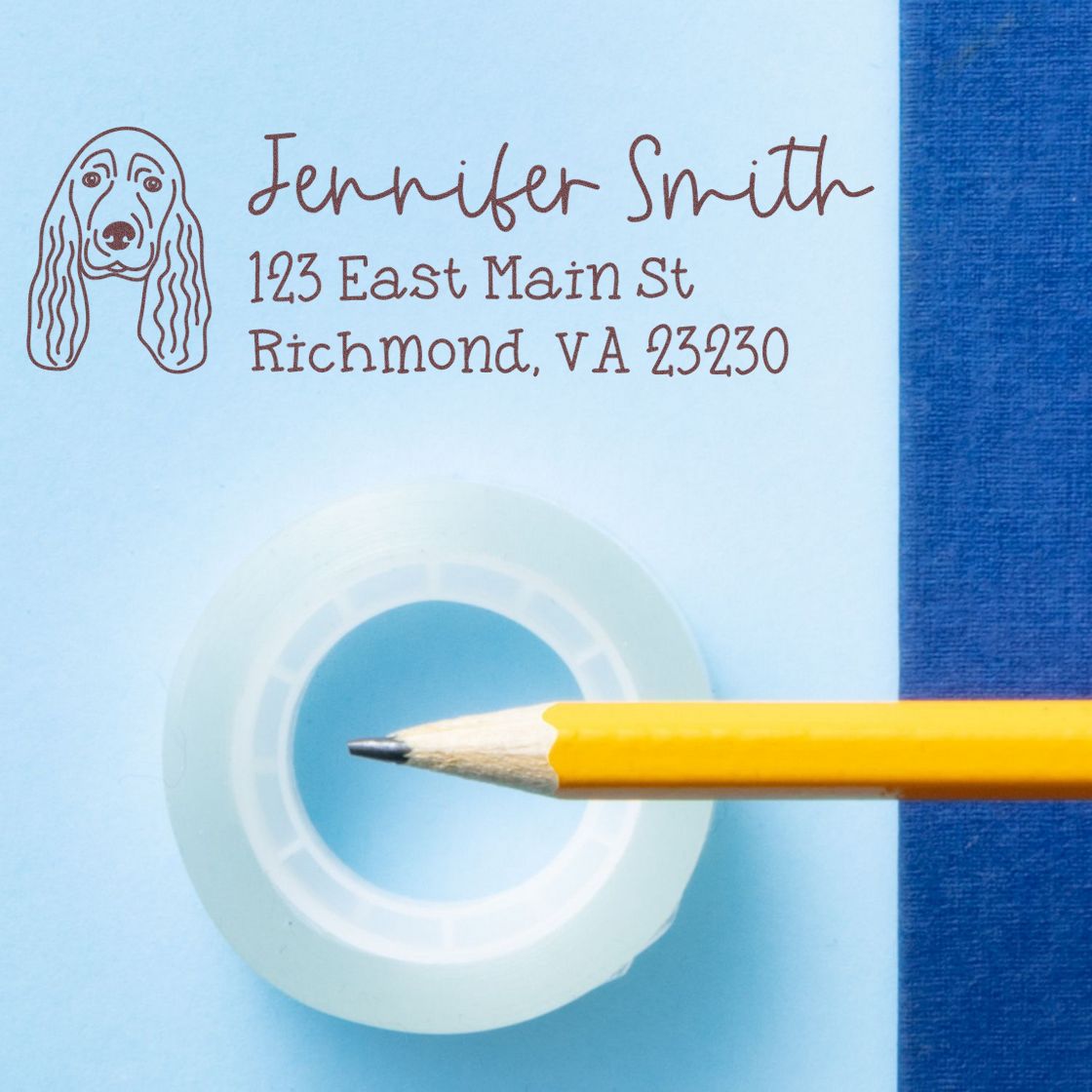 Slim Customized Address Stamp Cocker Spaniel Dog Outline