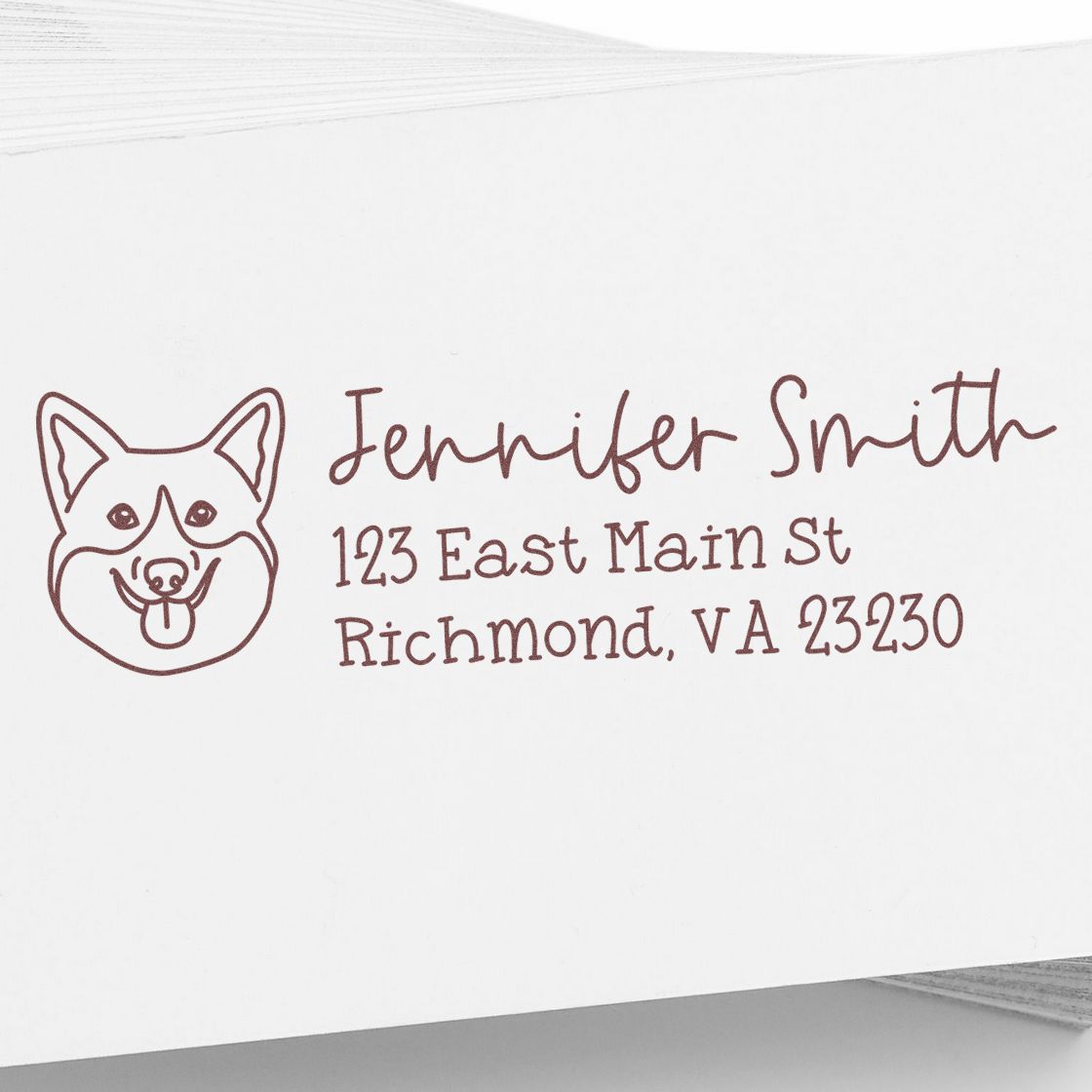 Wood Handle Corgi Dog Address Stamp Custom