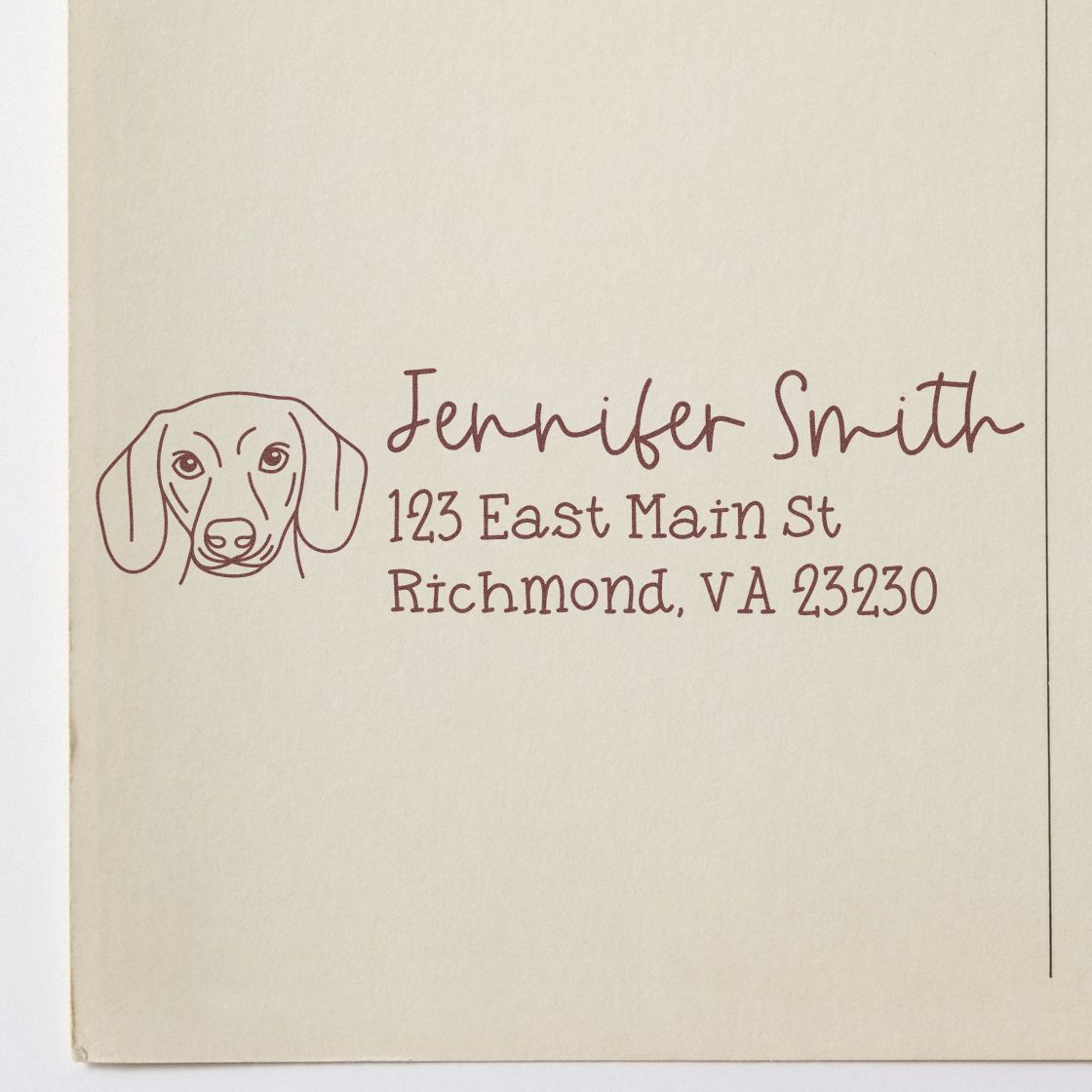 Wood Handle Dachshund Dog Address Stamp Custom