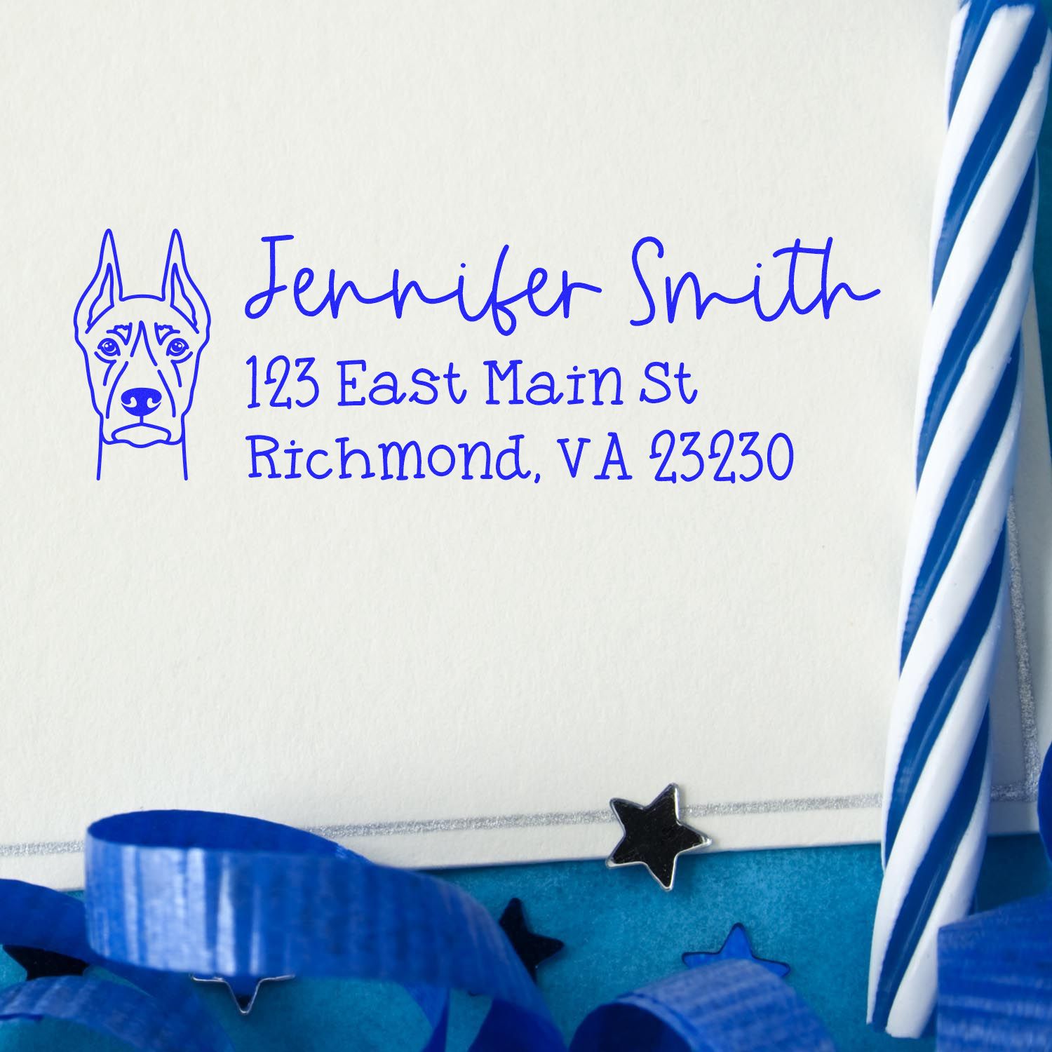 Self-Inking Doberman Dog Outline Return Address Stamp Personalized