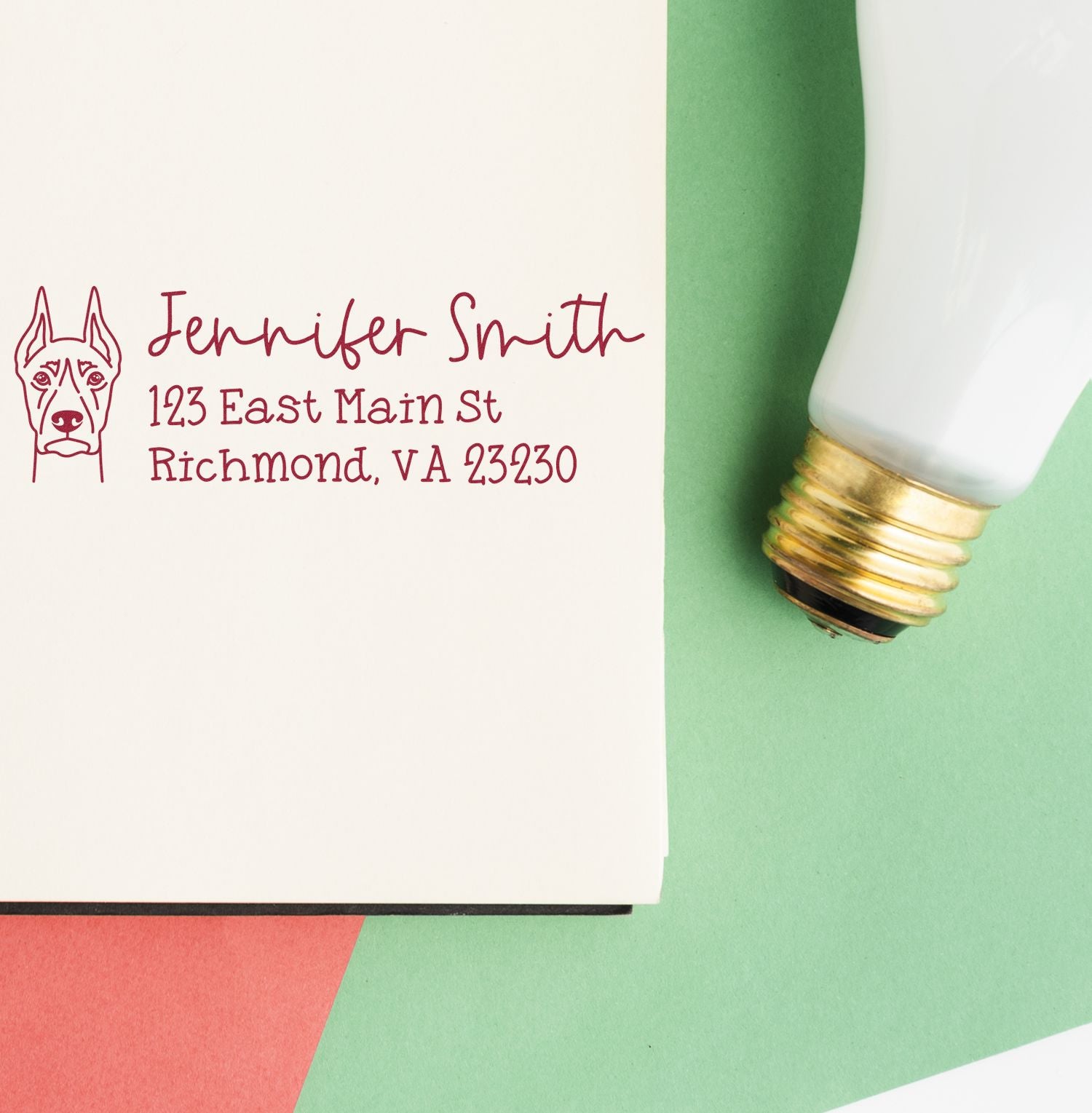 Self-Inking Doberman Dog Outline Return Address Stamp Personalized