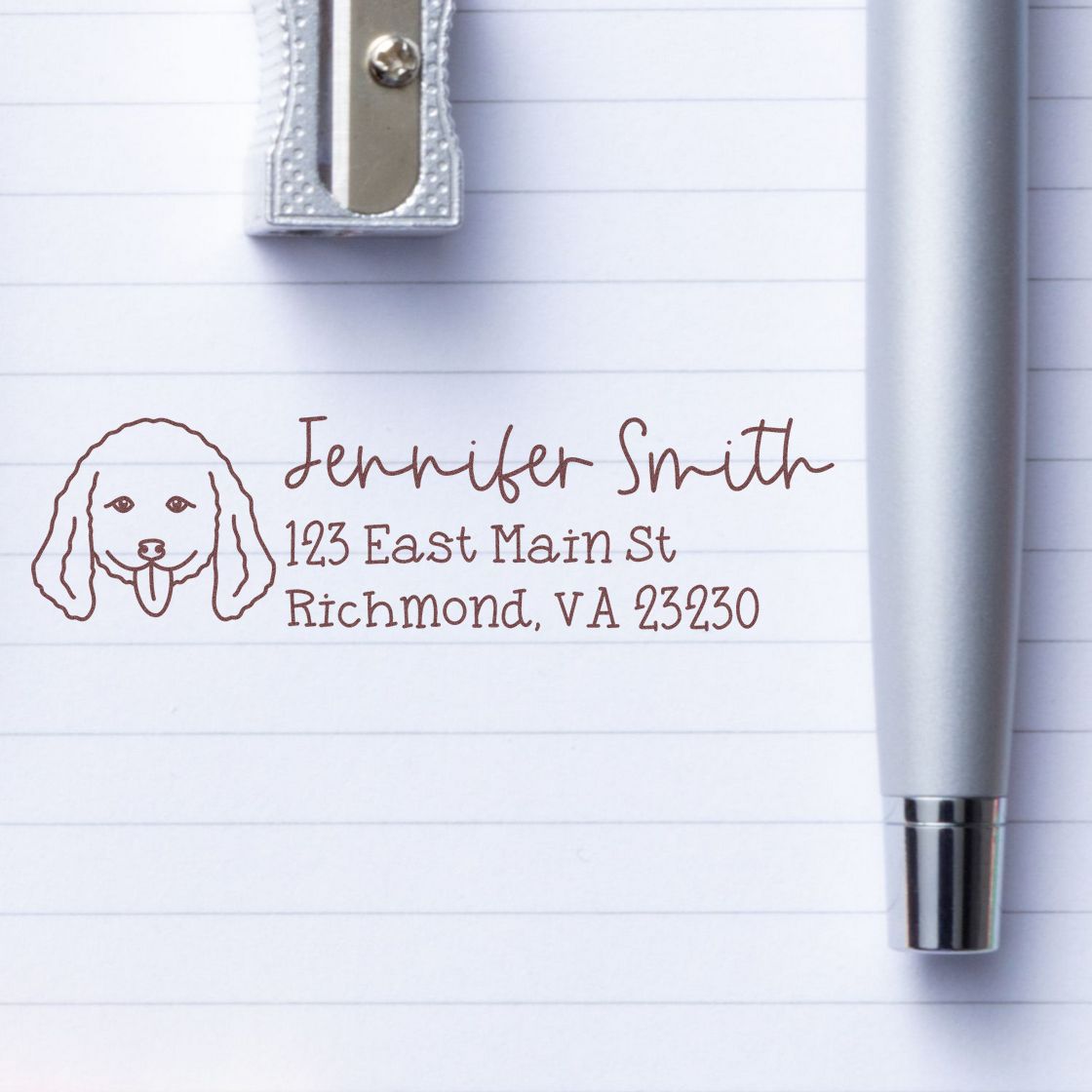 Slim Customized Address Stamp Doodle Dog Outline