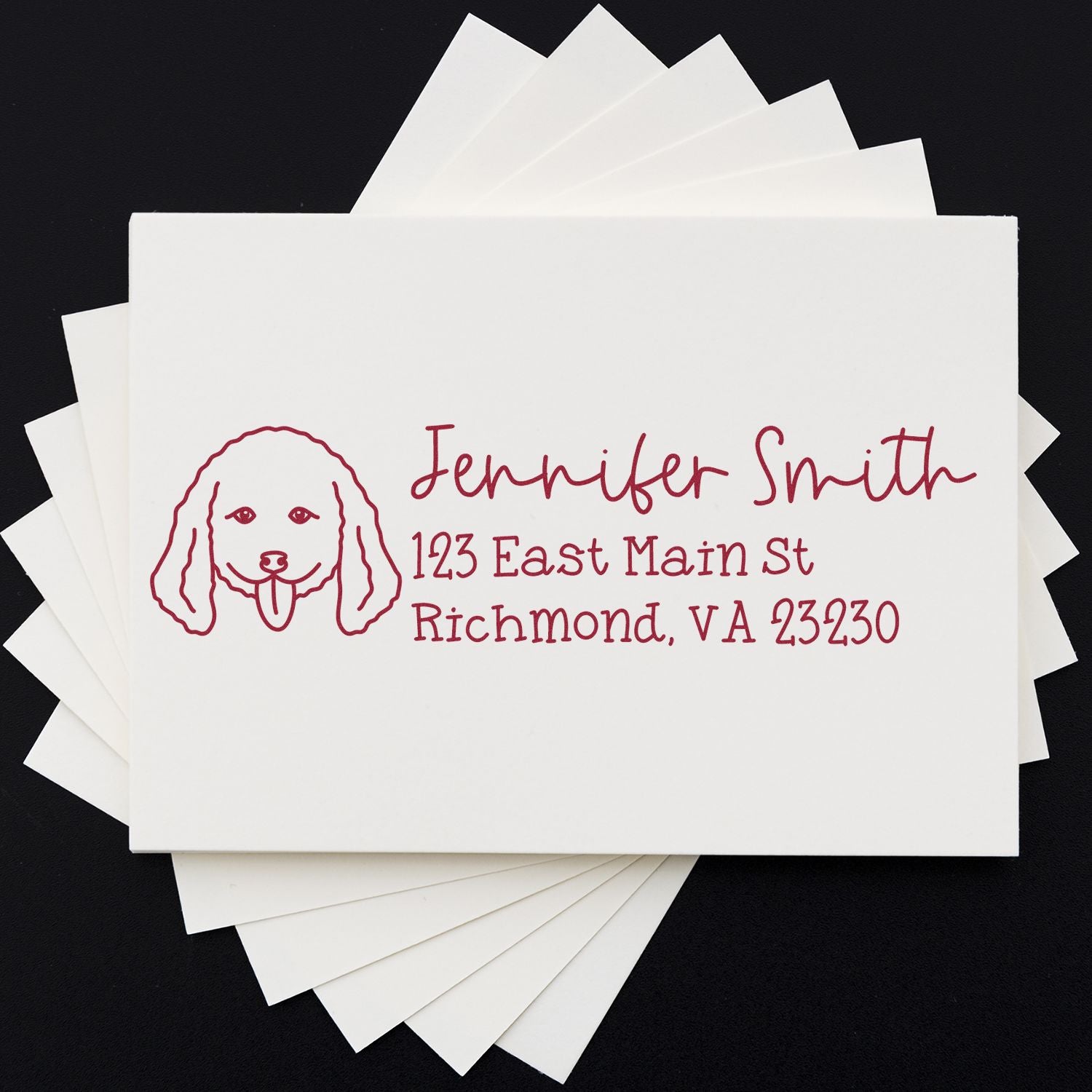 Wood Handle Doodle Dog Address Stamp Custom