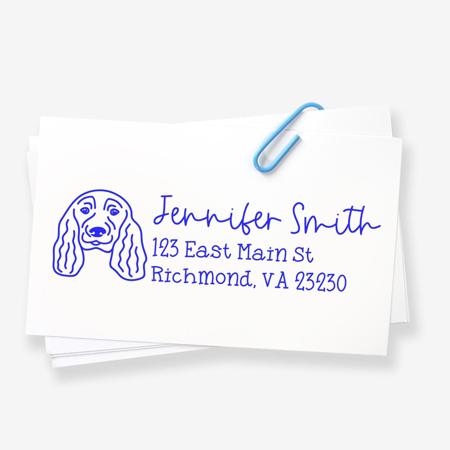 Wood Handle English Cocker Spaniel Dog Address Stamp Custom