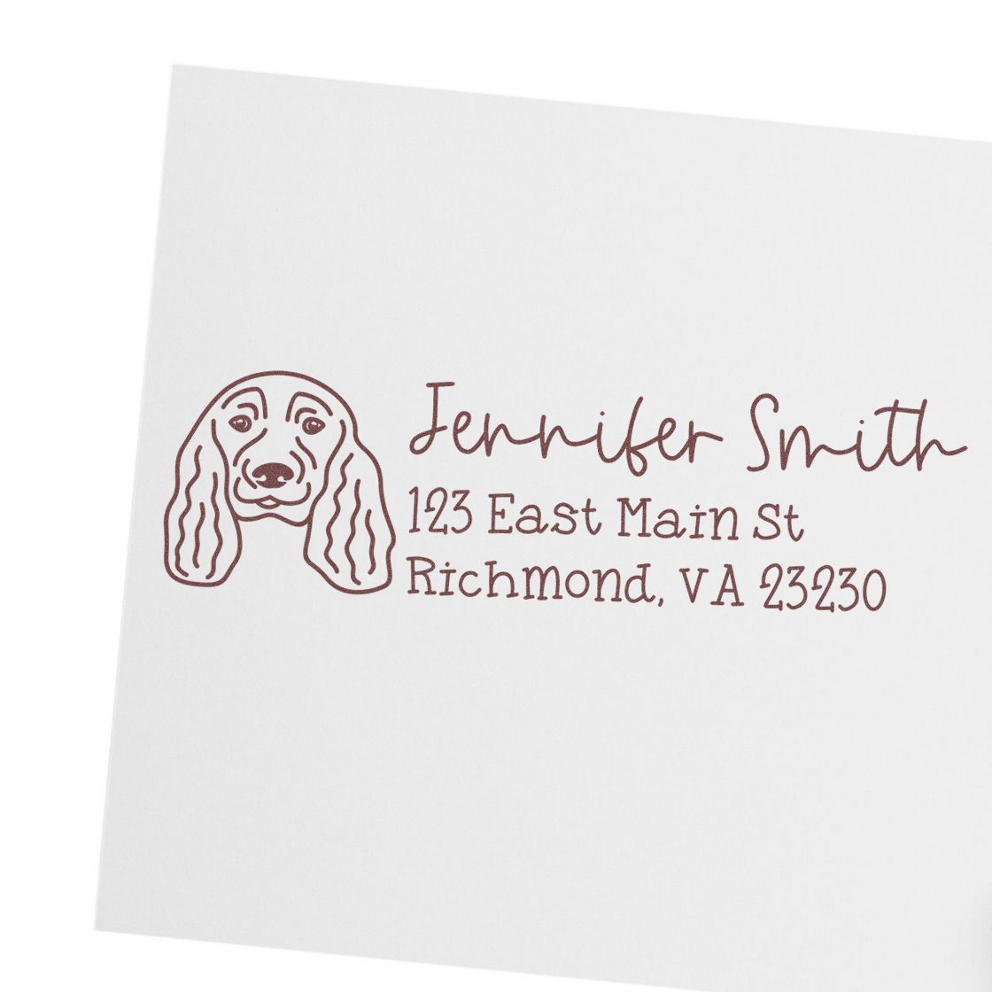 Wood Handle English Cocker Spaniel Dog Address Stamp Custom