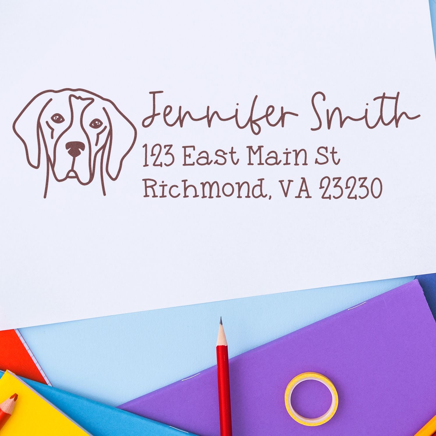 Slim Customized Address Stamp English Pointer Dog Outline