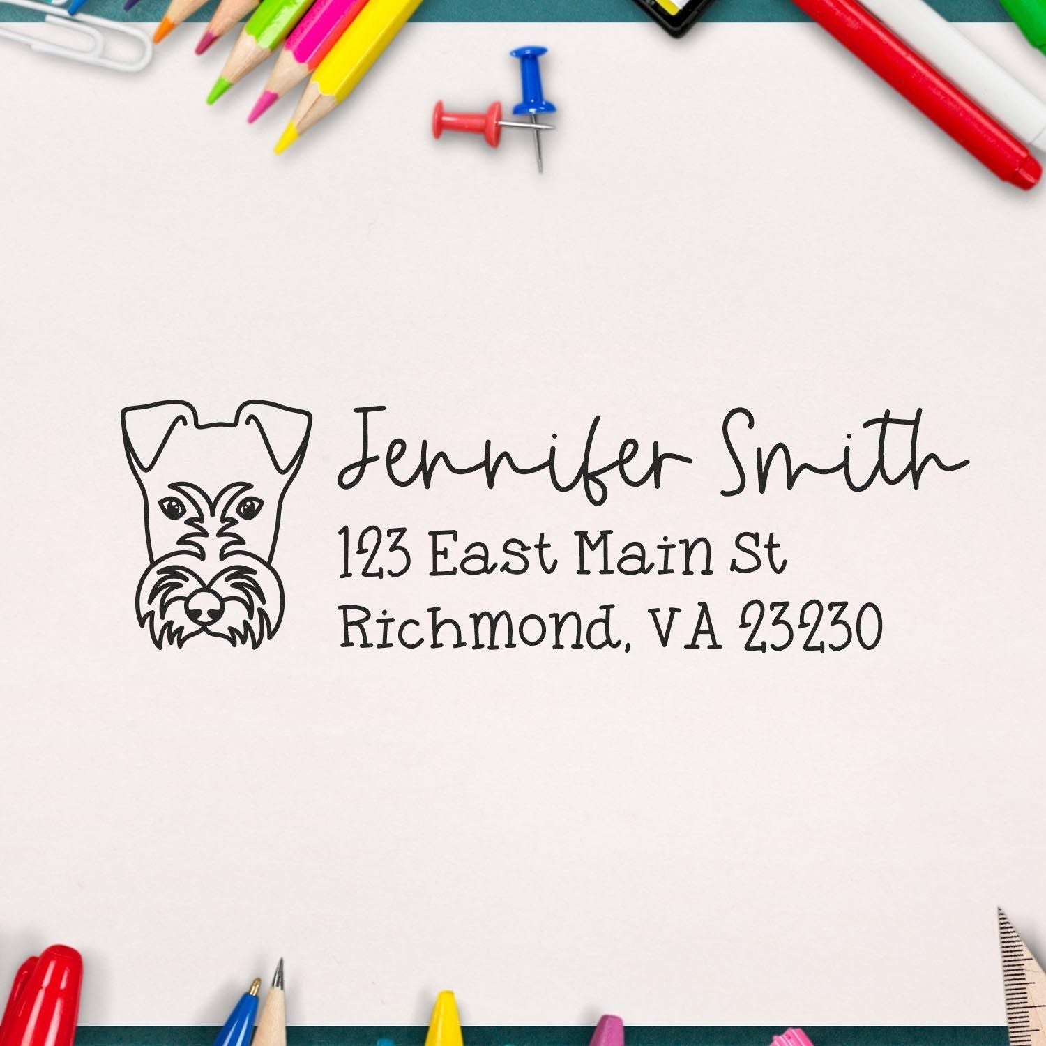 Self-Inking Fox Terrier Dog Outline Return Address Stamp Personalized