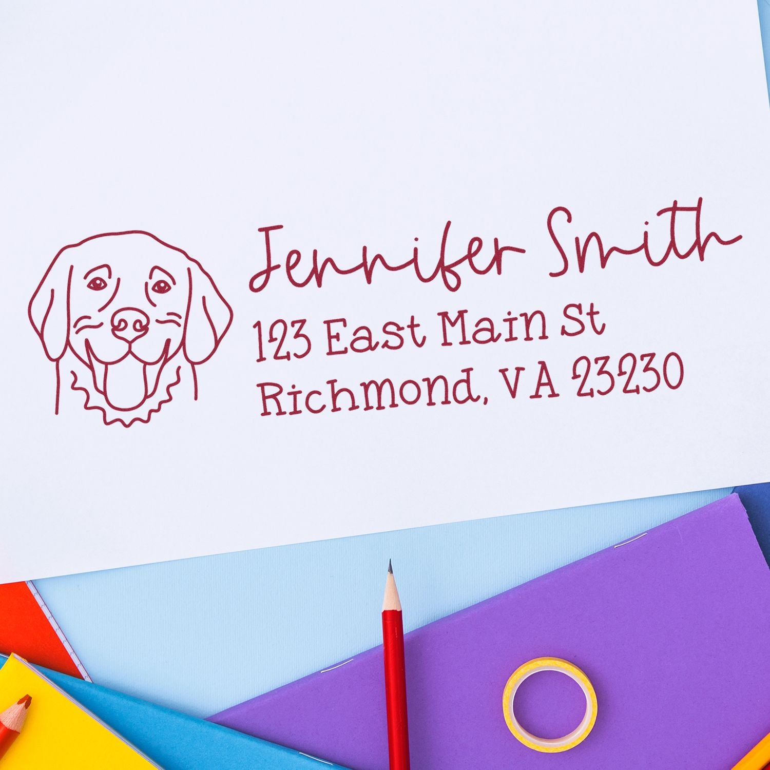 Golden Retriever Dog Address Stamp Pre-Inked