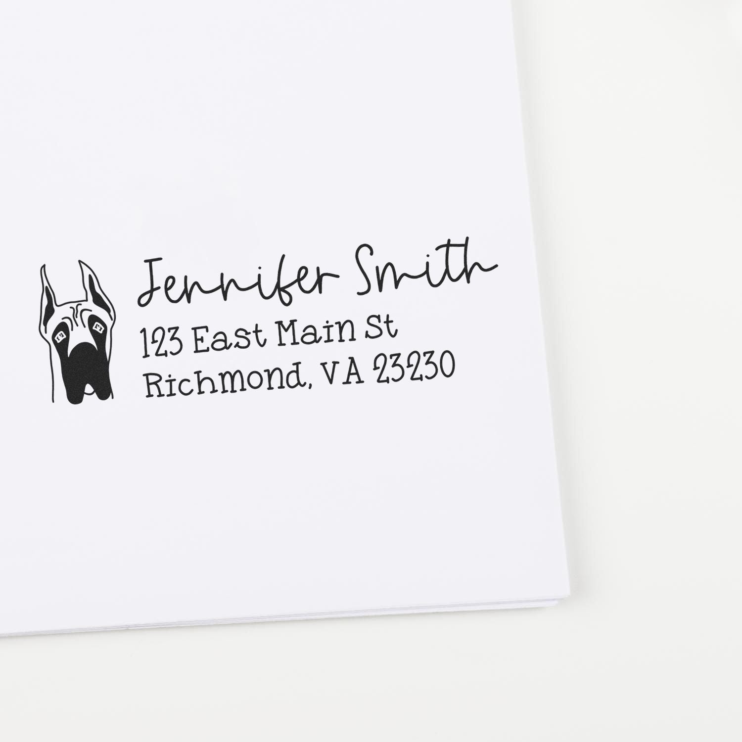 Slim Customized Address Stamp Great Dane Dog Outline