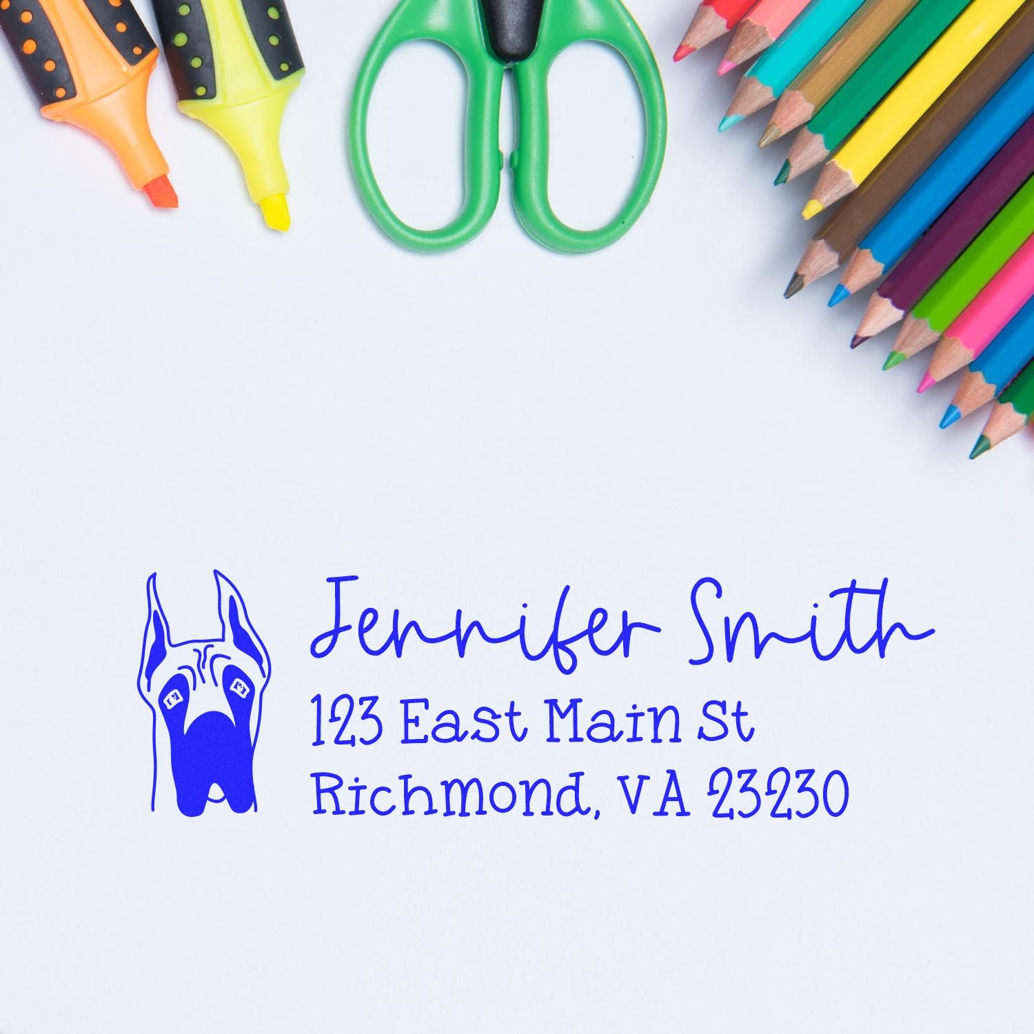 Self-Inking Great Dane Dog Outline Return Address Stamp Personalized