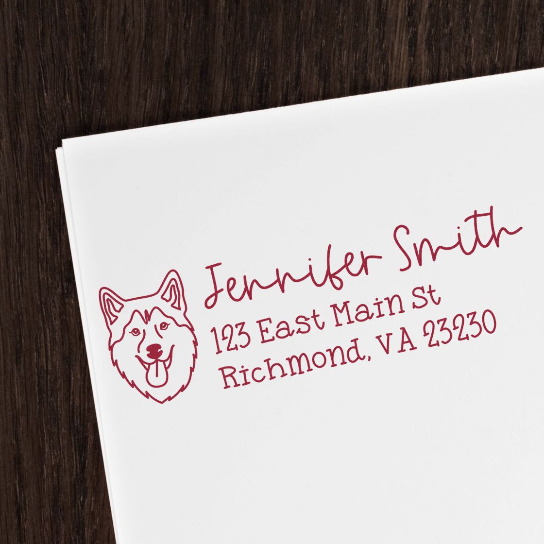 Wood Handle Husky Dog Address Stamp Custom