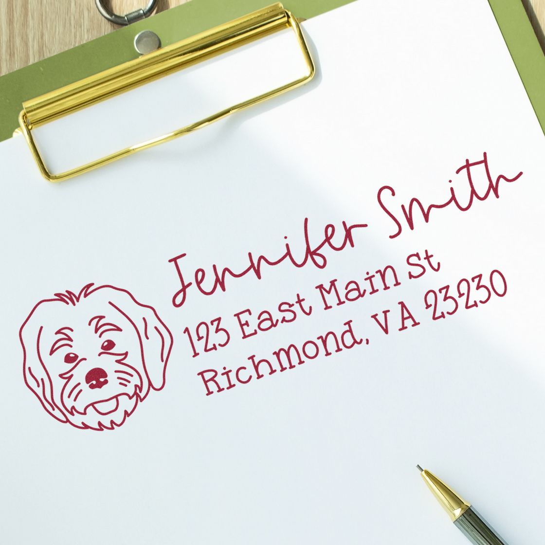 Slim Customized Address Stamp Labradoodle Dog Outline